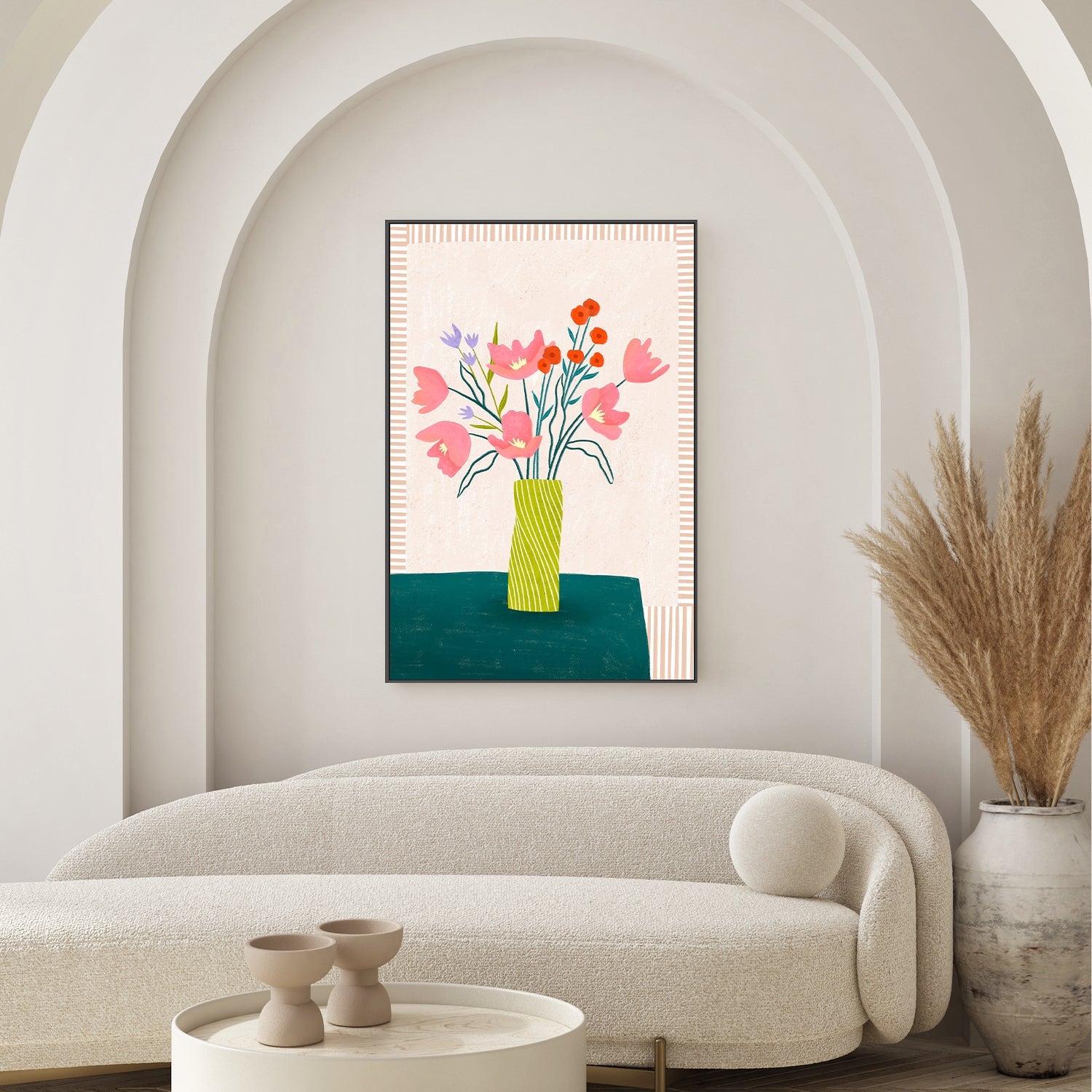 wall-art-print-canvas-poster-framed-Colorful Blossoms in Stripes-7