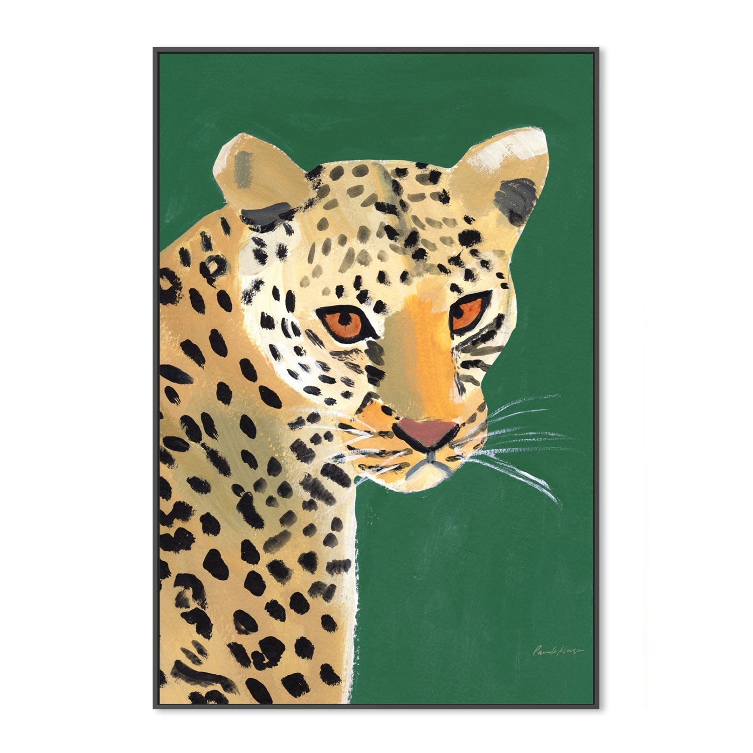wall-art-print-canvas-poster-framed-Colorful Cheetah on Emerald-by-Pamela Munger-Gioia Wall Art