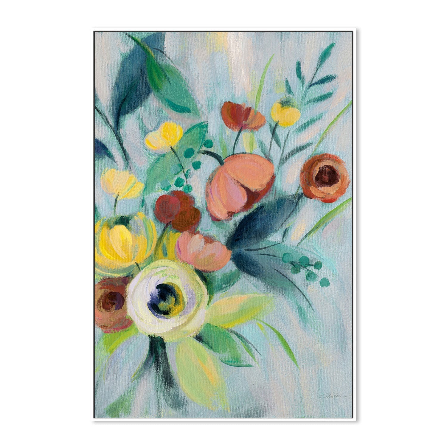 wall-art-print-canvas-poster-framed-Colorful Elegant Floral, Style A-by-Silvia Vassileva-Gioia Wall Art