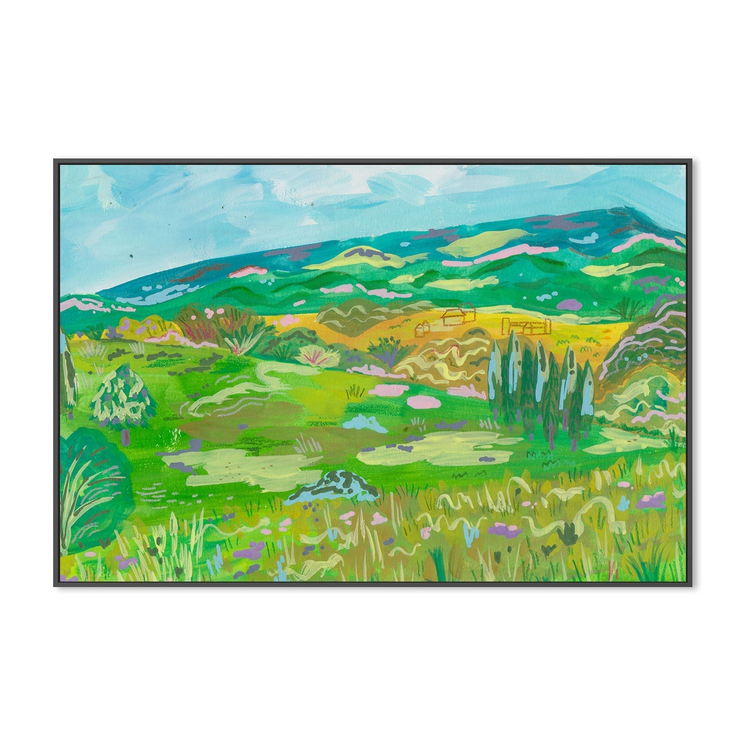 wall-art-print-canvas-poster-framed-Colorful Hills And Mountain , By Kartika Paramita-2