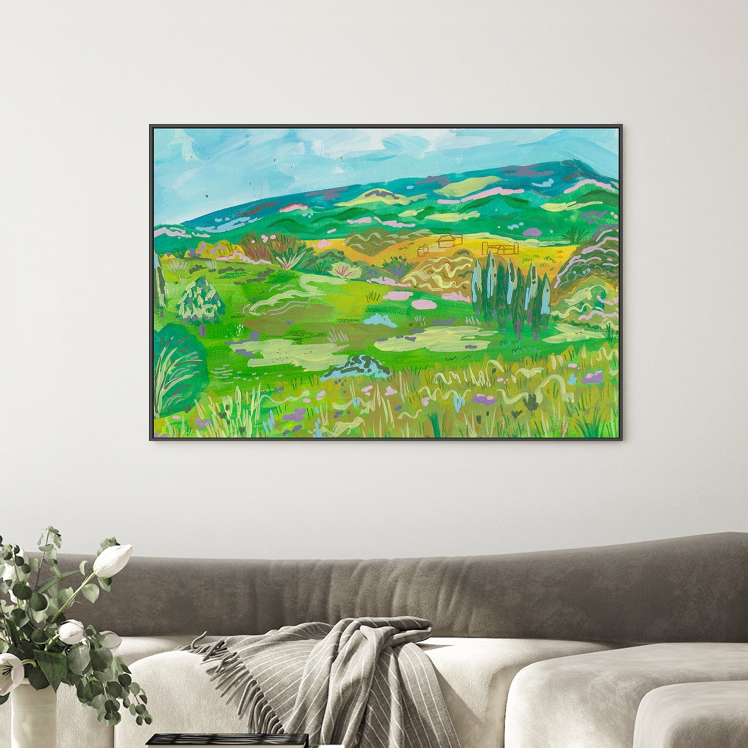 wall-art-print-canvas-poster-framed-Colorful Hills And Mountain , By Kartika Paramita-6