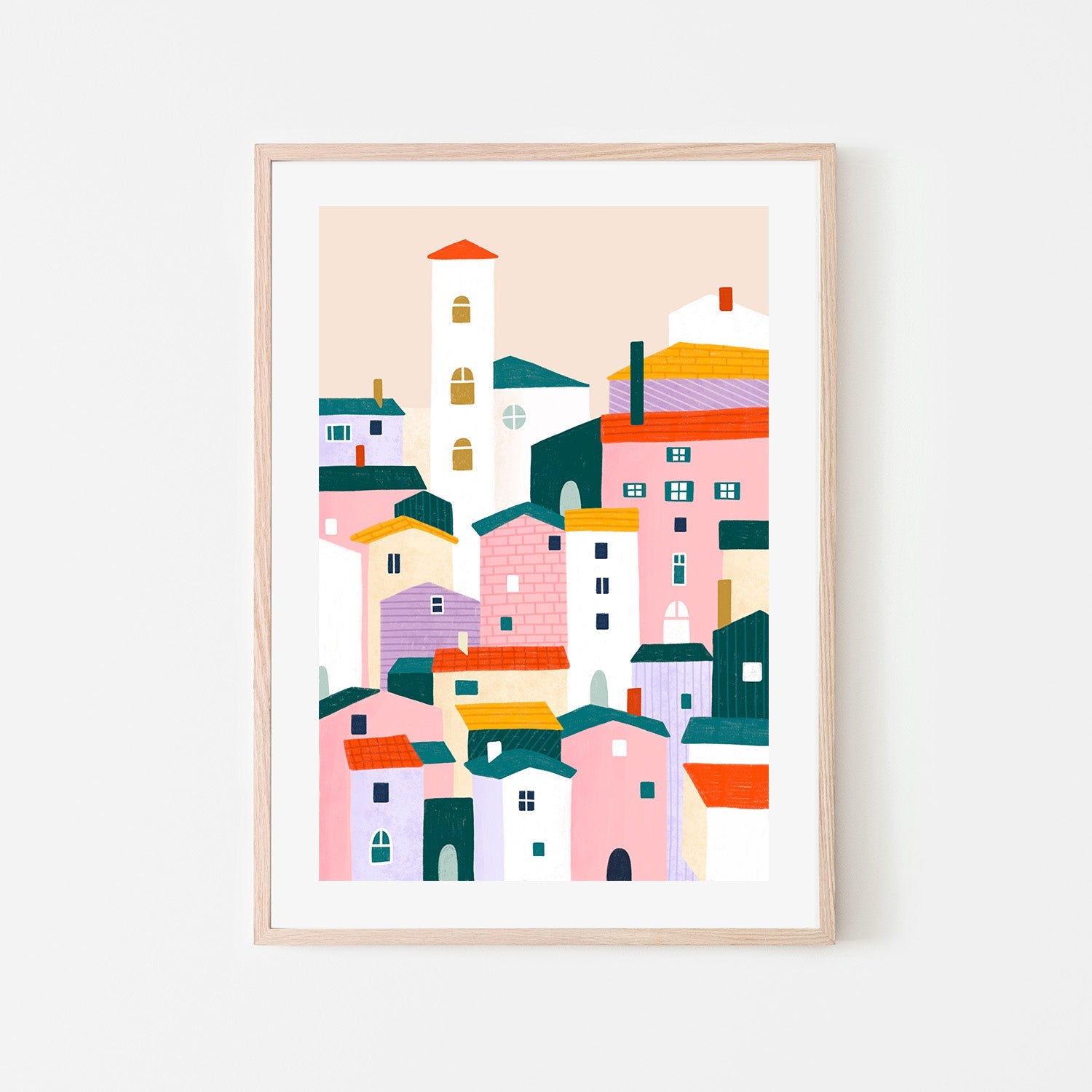 wall-art-print-canvas-poster-framed-Colorful Village Scene-6