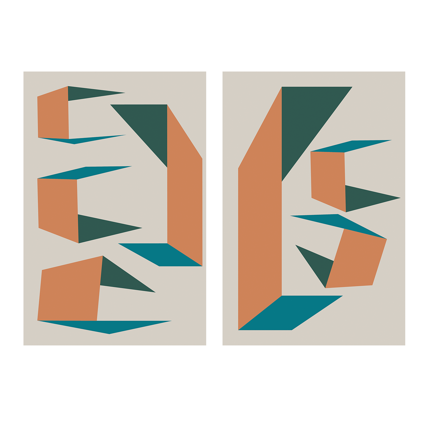 wall-art-print-canvas-poster-framed-Colour Angles, Style A & B, Set Of 2-1
