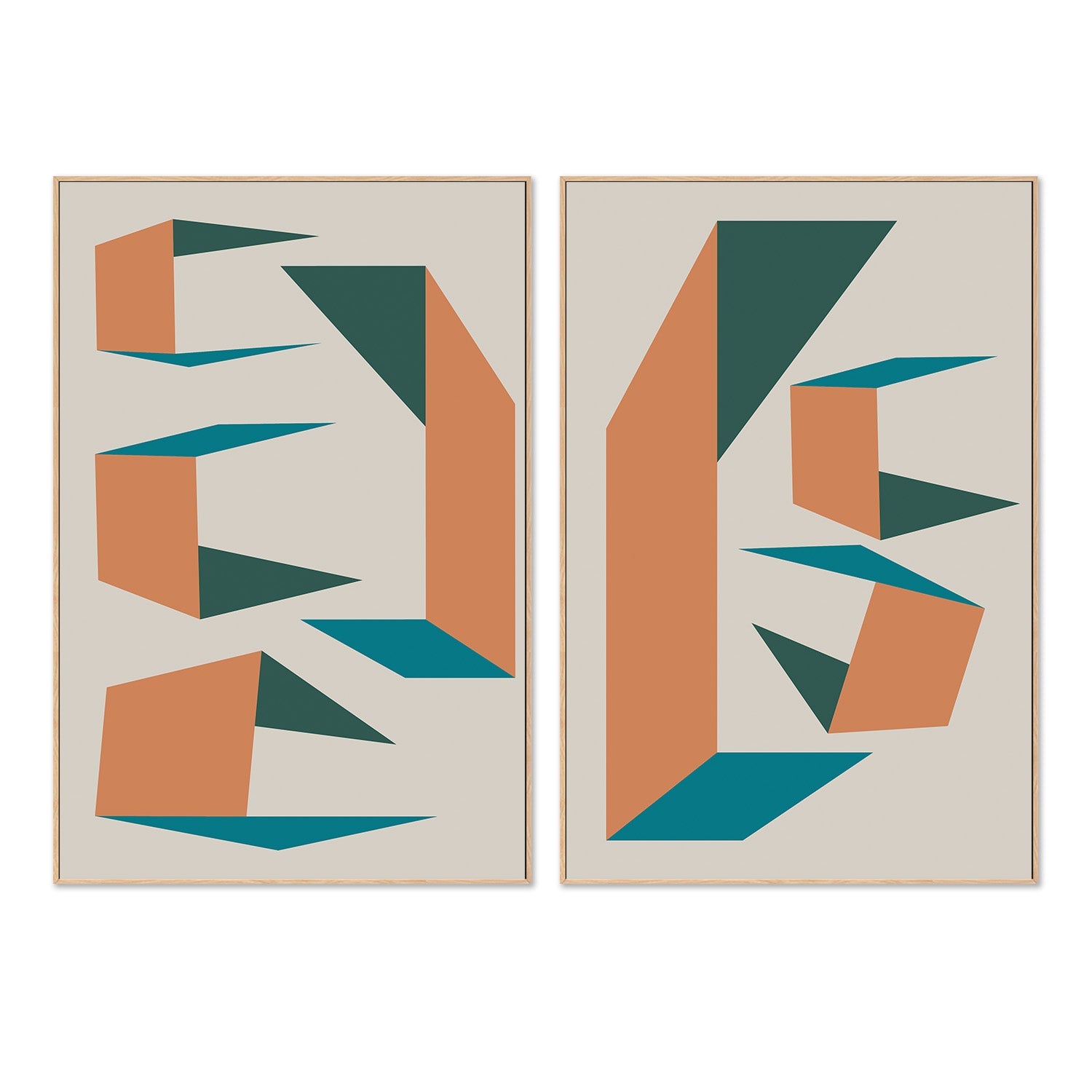 wall-art-print-canvas-poster-framed-Colour Angles, Style A & B, Set Of 2-4