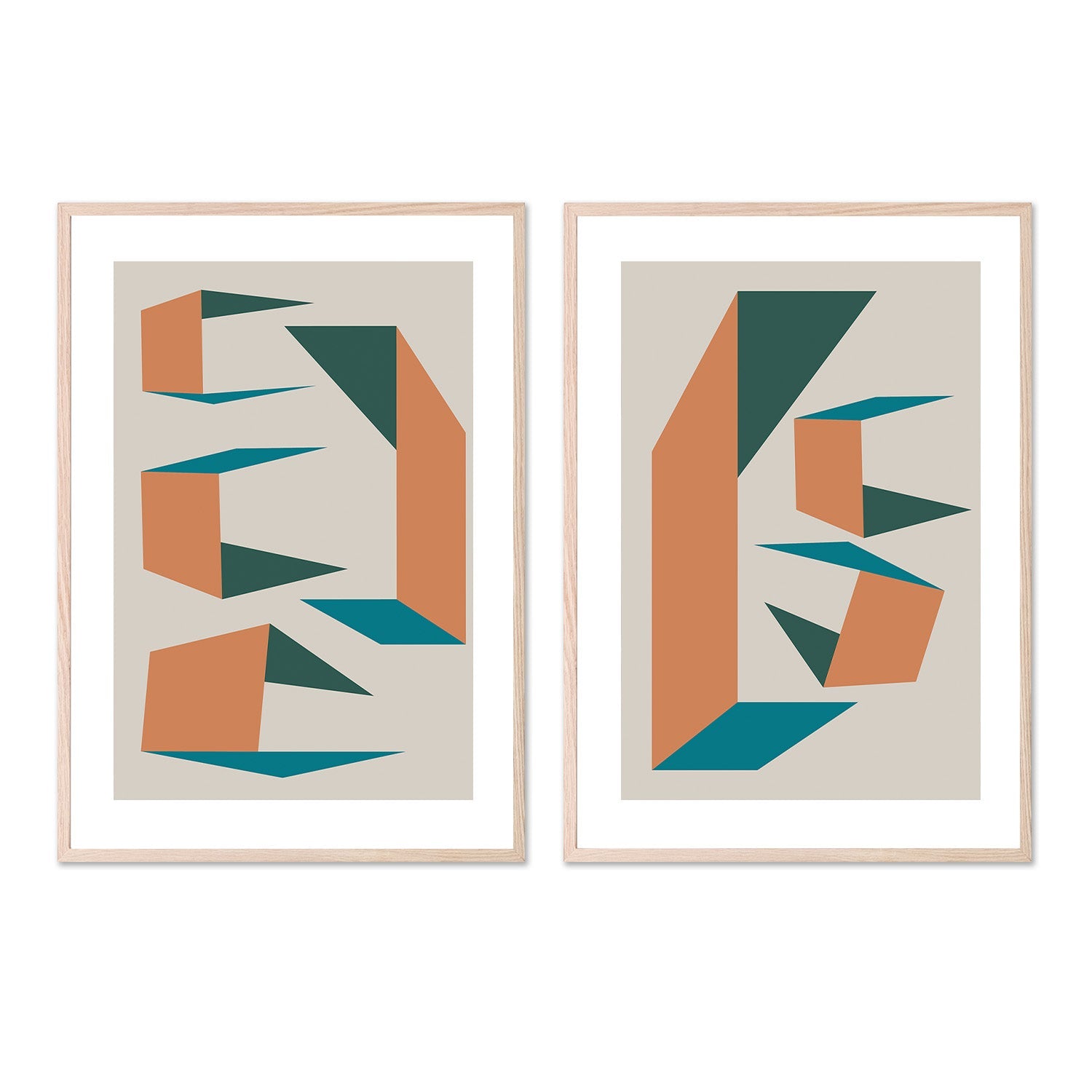 wall-art-print-canvas-poster-framed-Colour Angles, Style A & B, Set Of 2-6
