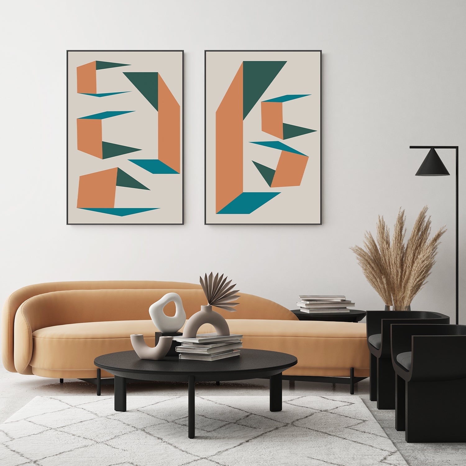 wall-art-print-canvas-poster-framed-Colour Angles, Style A & B, Set Of 2-7