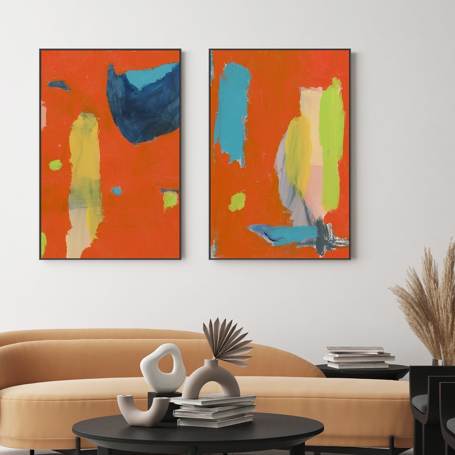 wall-art-print-canvas-poster-framed-Colour Block, Style A & B, Set Of 2 , By Aubrey-2