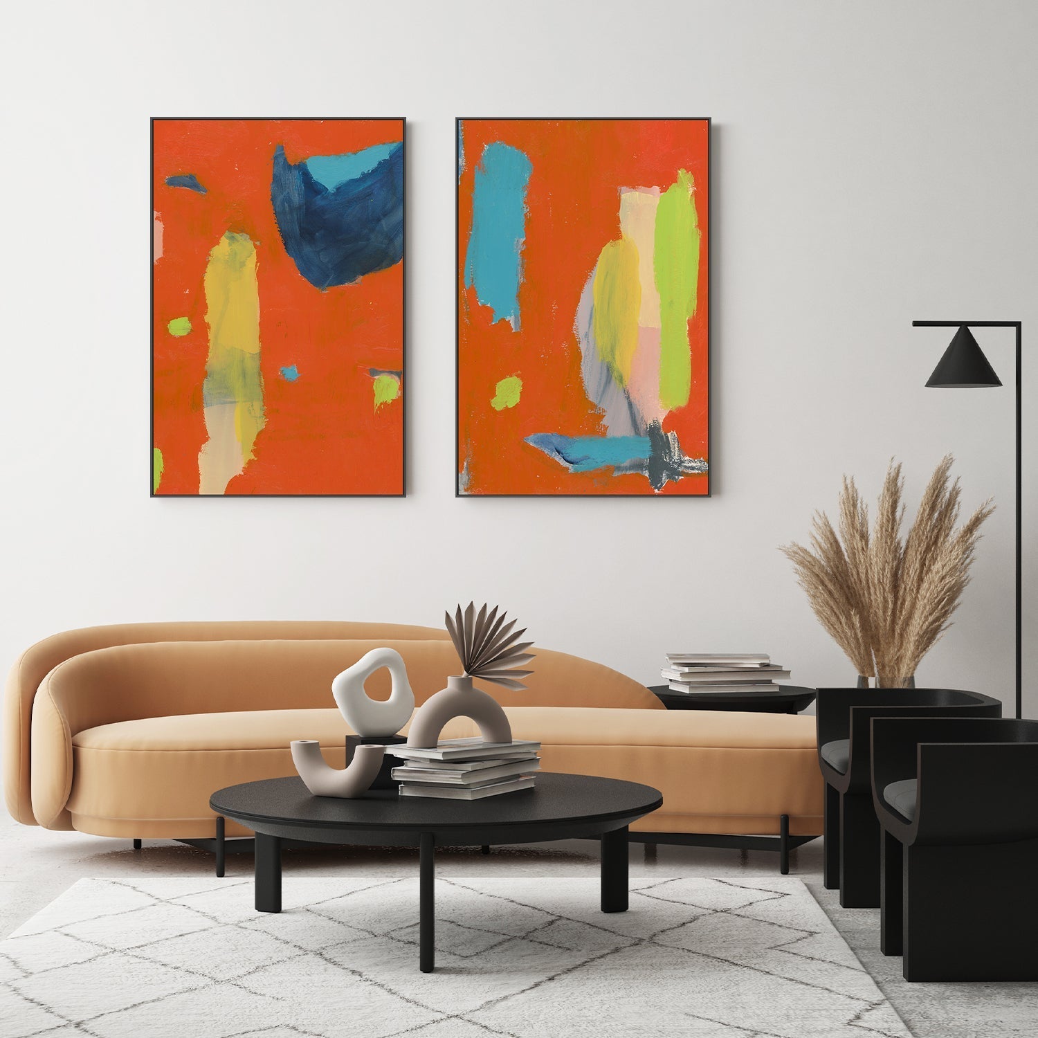 wall-art-print-canvas-poster-framed-Colour Block, Style A & B, Set Of 2 , By Aubrey-7