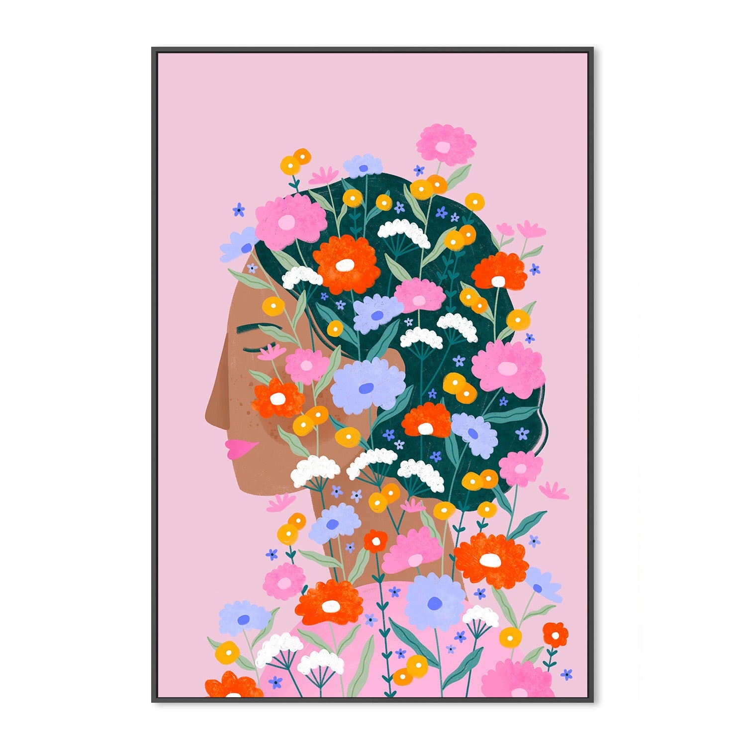 wall-art-print-canvas-poster-framed-Colourful Flower Lady-3