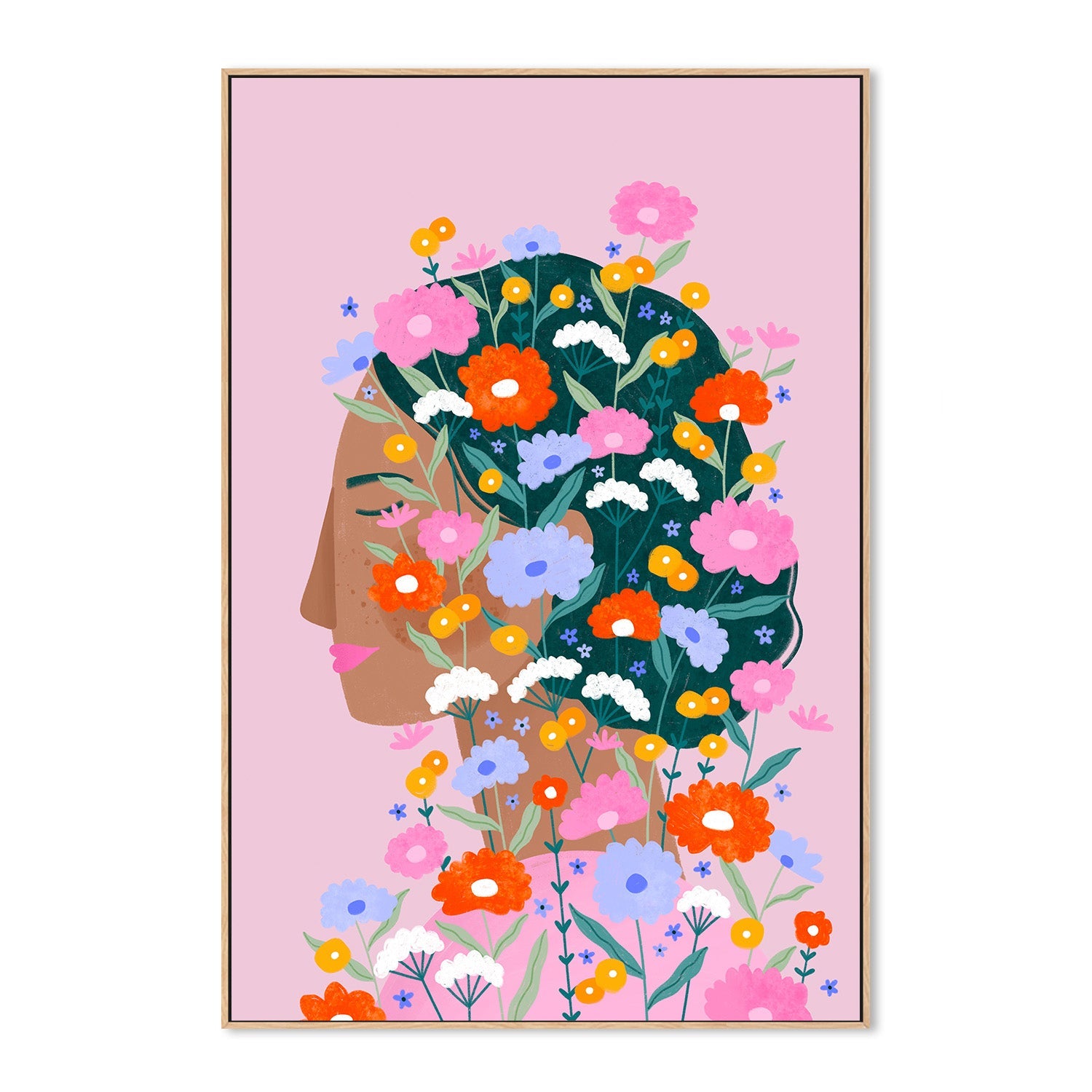 wall-art-print-canvas-poster-framed-Colourful Flower Lady-4