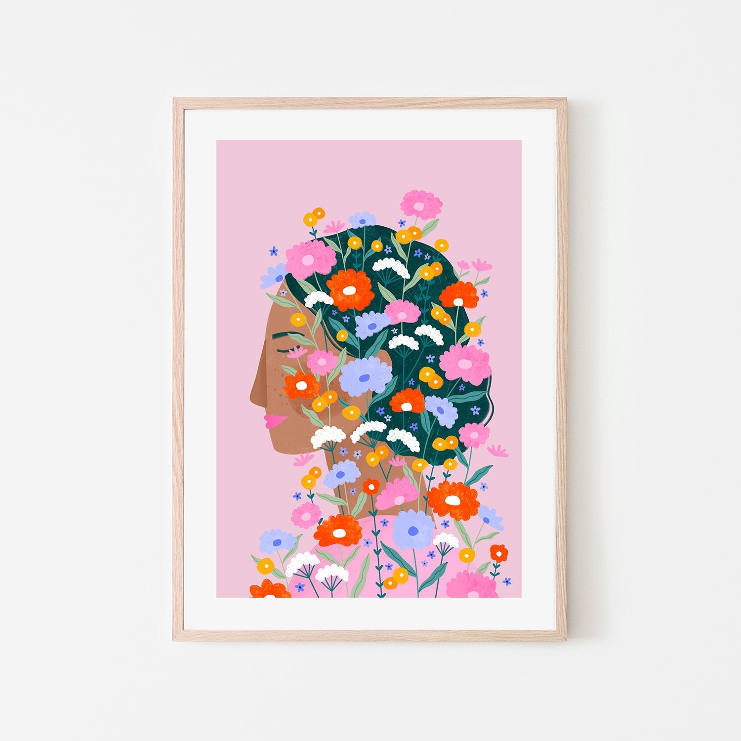 wall-art-print-canvas-poster-framed-Colourful Flower Lady-6