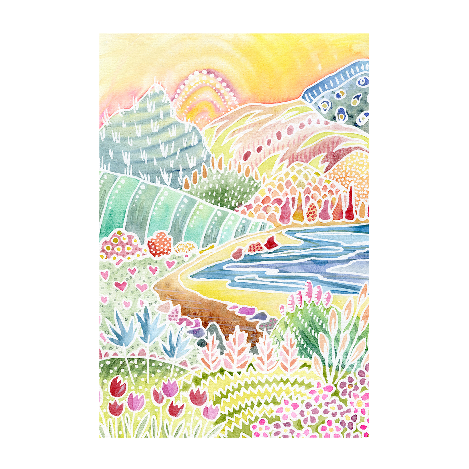 wall-art-print-canvas-poster-framed-Colourful Landscape, Style A , By Jessie Mitchelson-1