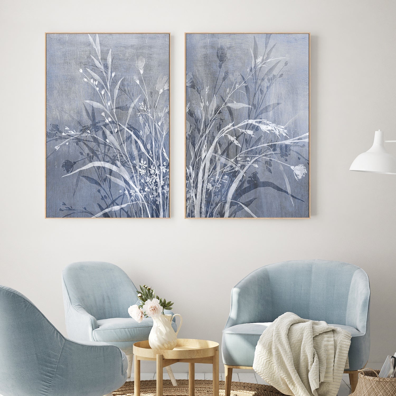 wall-art-print-canvas-poster-framed-Cool Flower, Style A & B, Set Of 2 , By Aria K-2