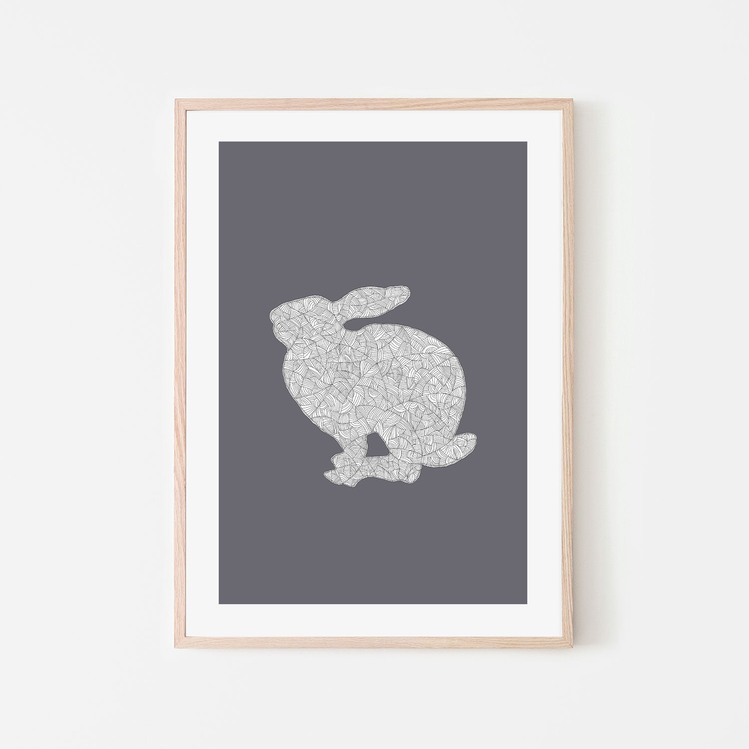 wall-art-print-canvas-poster-framed-Cool Grey Rabbit, Style B , By Danushka Abeygoda-GIOIA-WALL-ART
