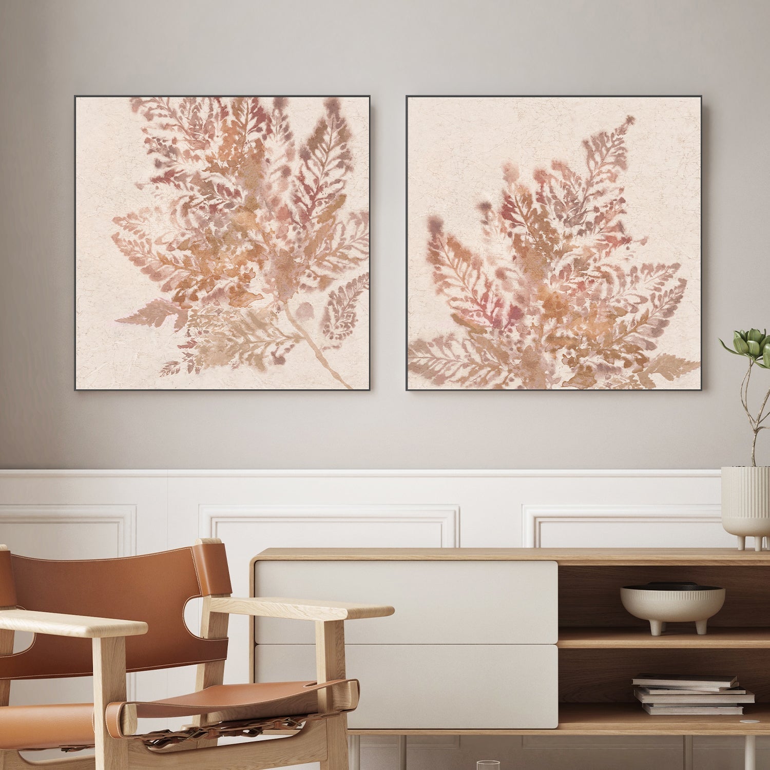 wall-art-print-canvas-poster-framed-Coral Fern, Style A & B, Set Of 2 , By Alex Black-2