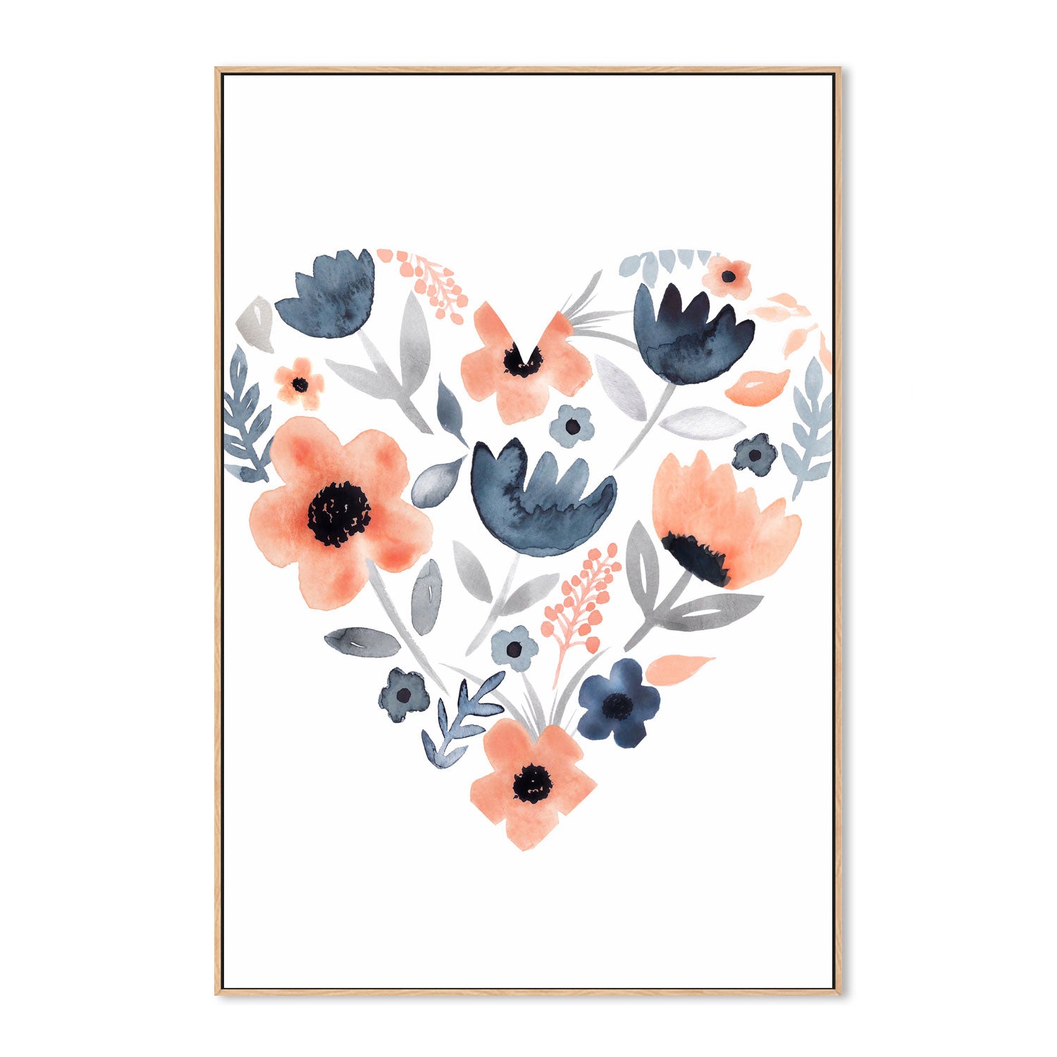wall-art-print-canvas-poster-framed-Coral Navy Heart , By Lisa Nohren-4