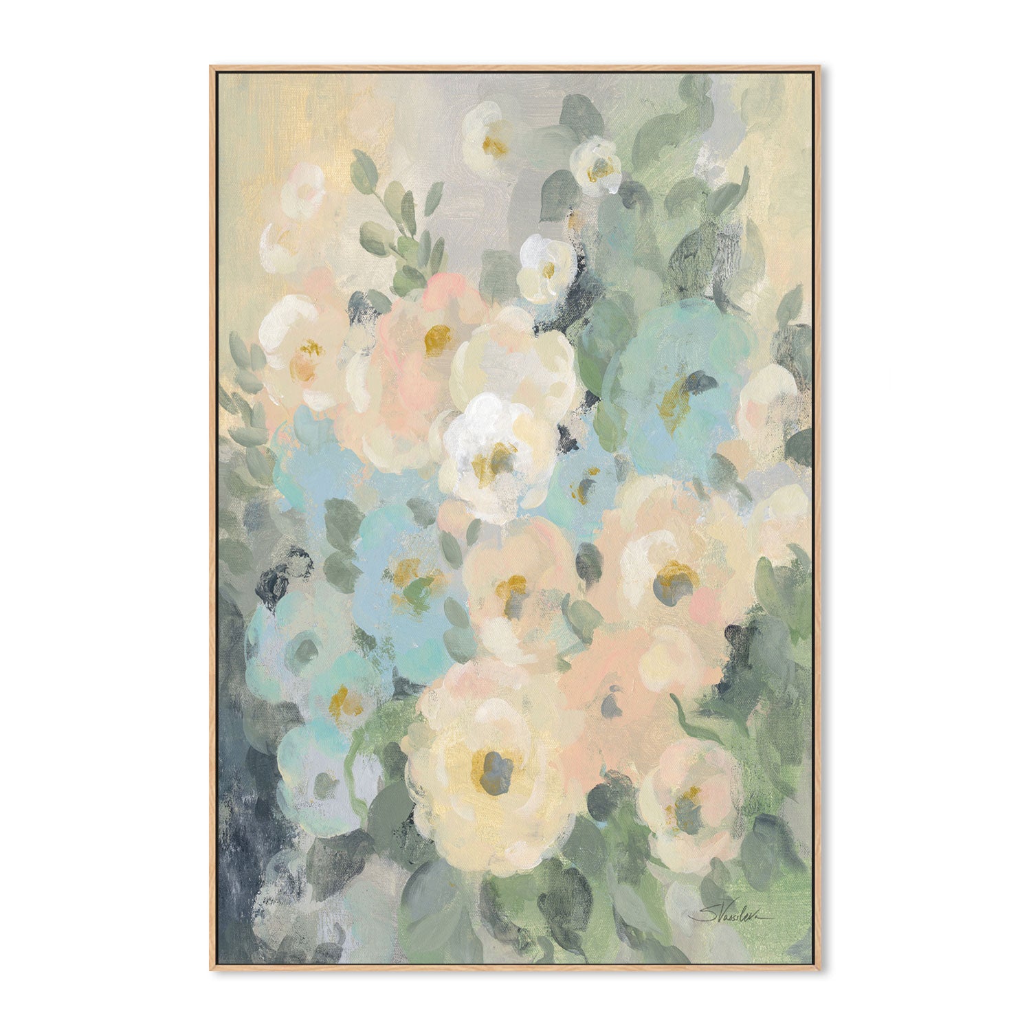 wall-art-print-canvas-poster-framed-Cottage Blue Floral, Style A , By Silvia Vassileva-GIOIA-WALL-ART