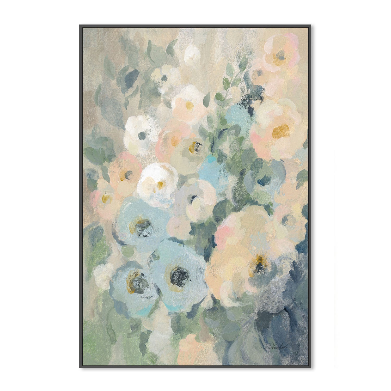 wall-art-print-canvas-poster-framed-Cottage Blue Floral, Style B , By Silvia Vassileva-GIOIA-WALL-ART