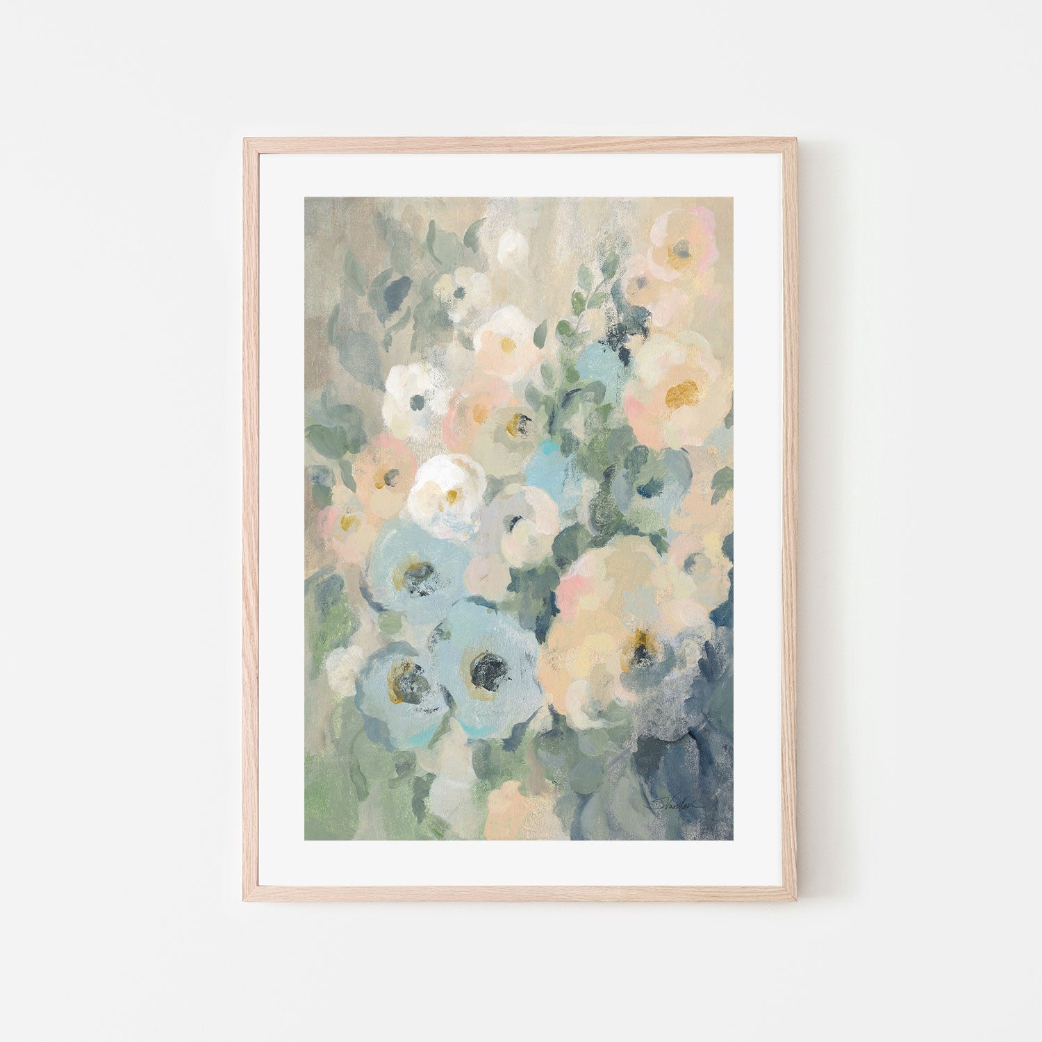 wall-art-print-canvas-poster-framed-Cottage Blue Floral, Style B , By Silvia Vassileva-GIOIA-WALL-ART