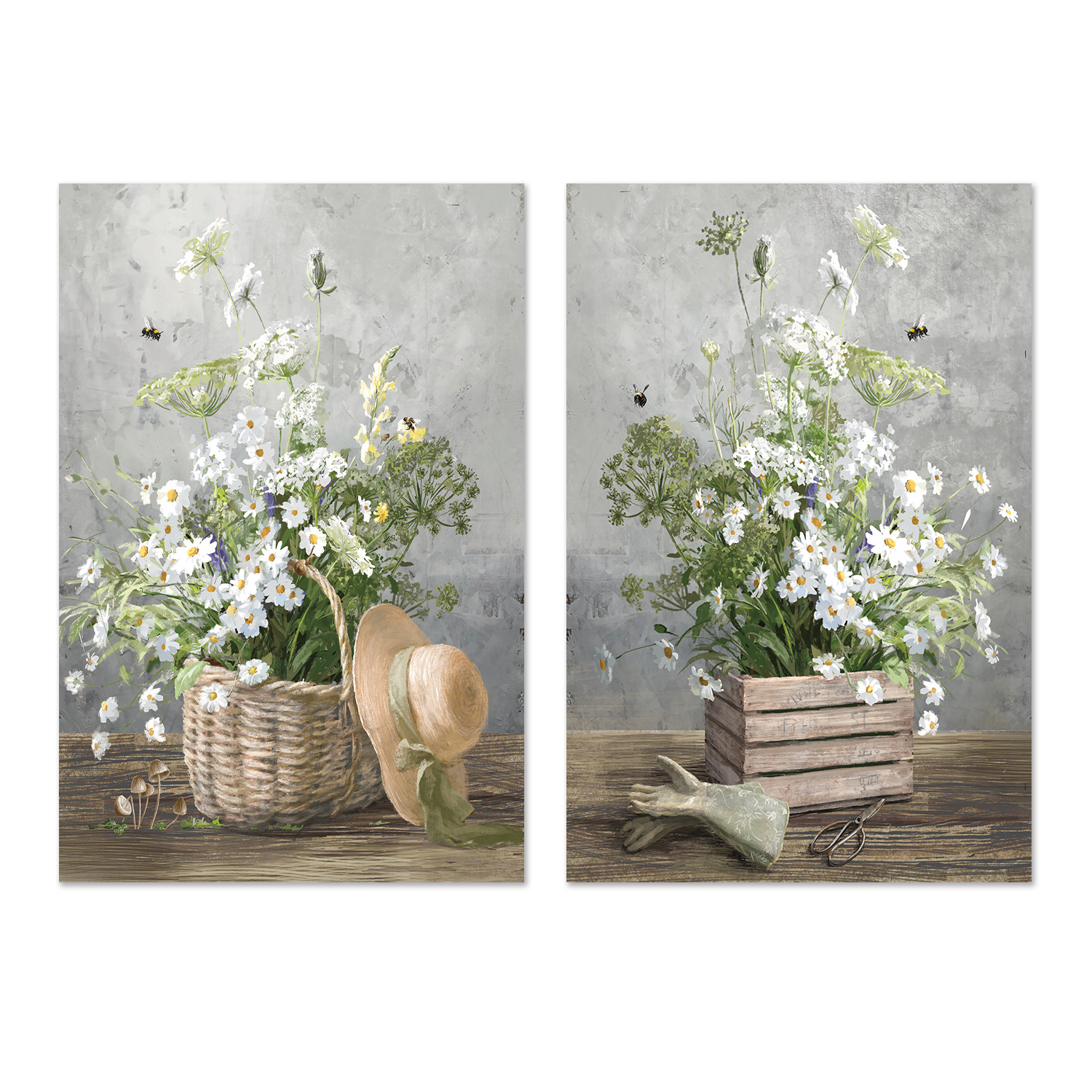 wall-art-print-canvas-poster-framed-Cottage Gardening, Style A & Style B, Set Of 2 , By Danhui Nai-GIOIA-WALL-ART