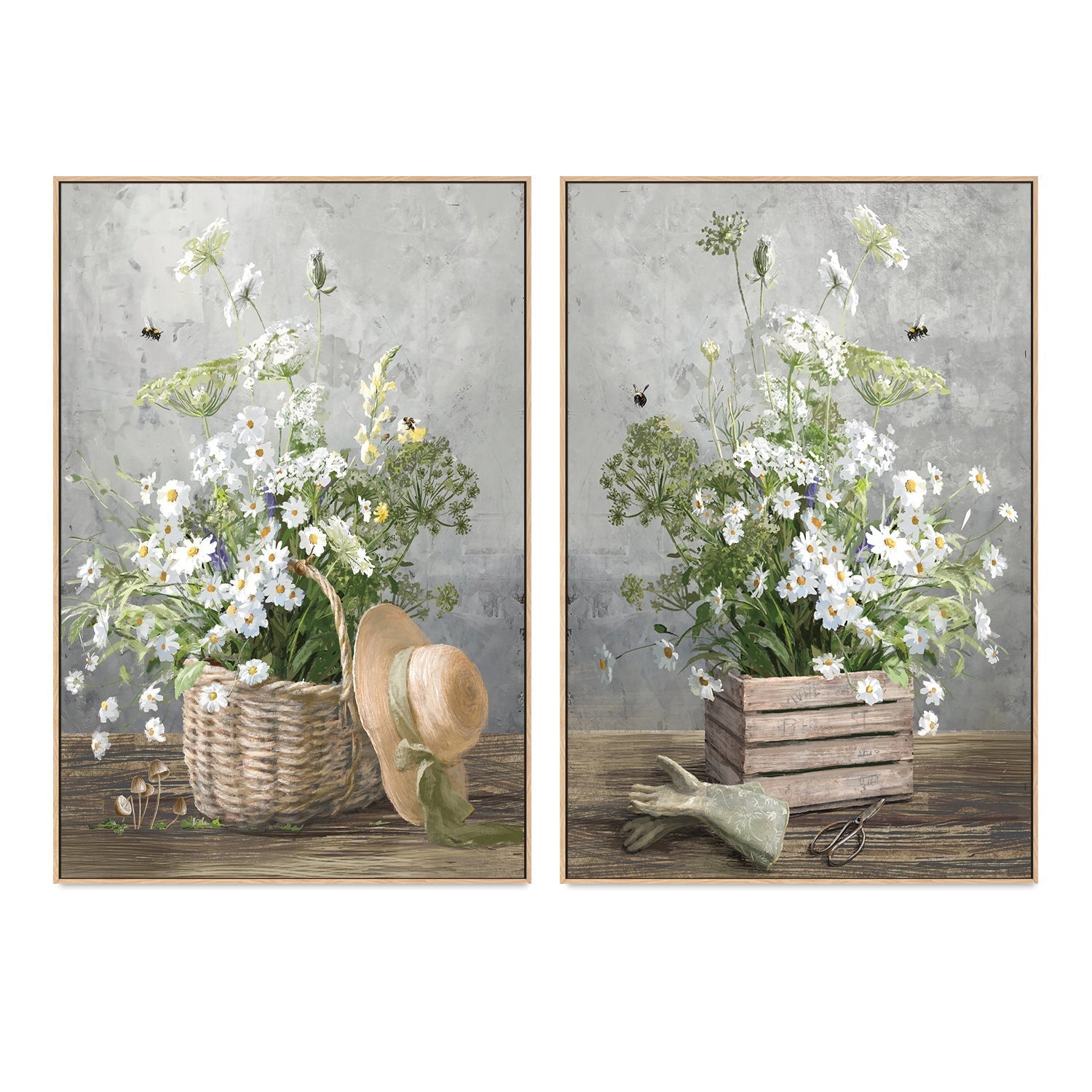 wall-art-print-canvas-poster-framed-Cottage Gardening, Style A & Style B, Set Of 2 , By Danhui Nai-GIOIA-WALL-ART