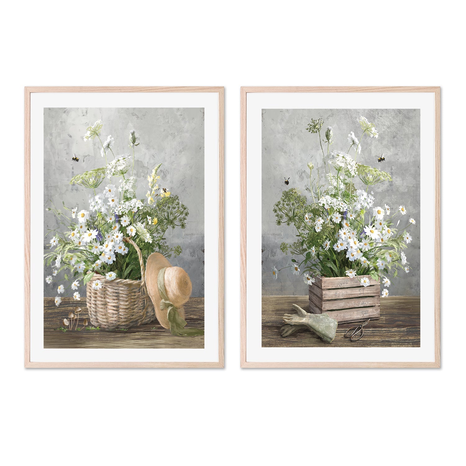 wall-art-print-canvas-poster-framed-Cottage Gardening, Style A & Style B, Set Of 2 , By Danhui Nai-GIOIA-WALL-ART