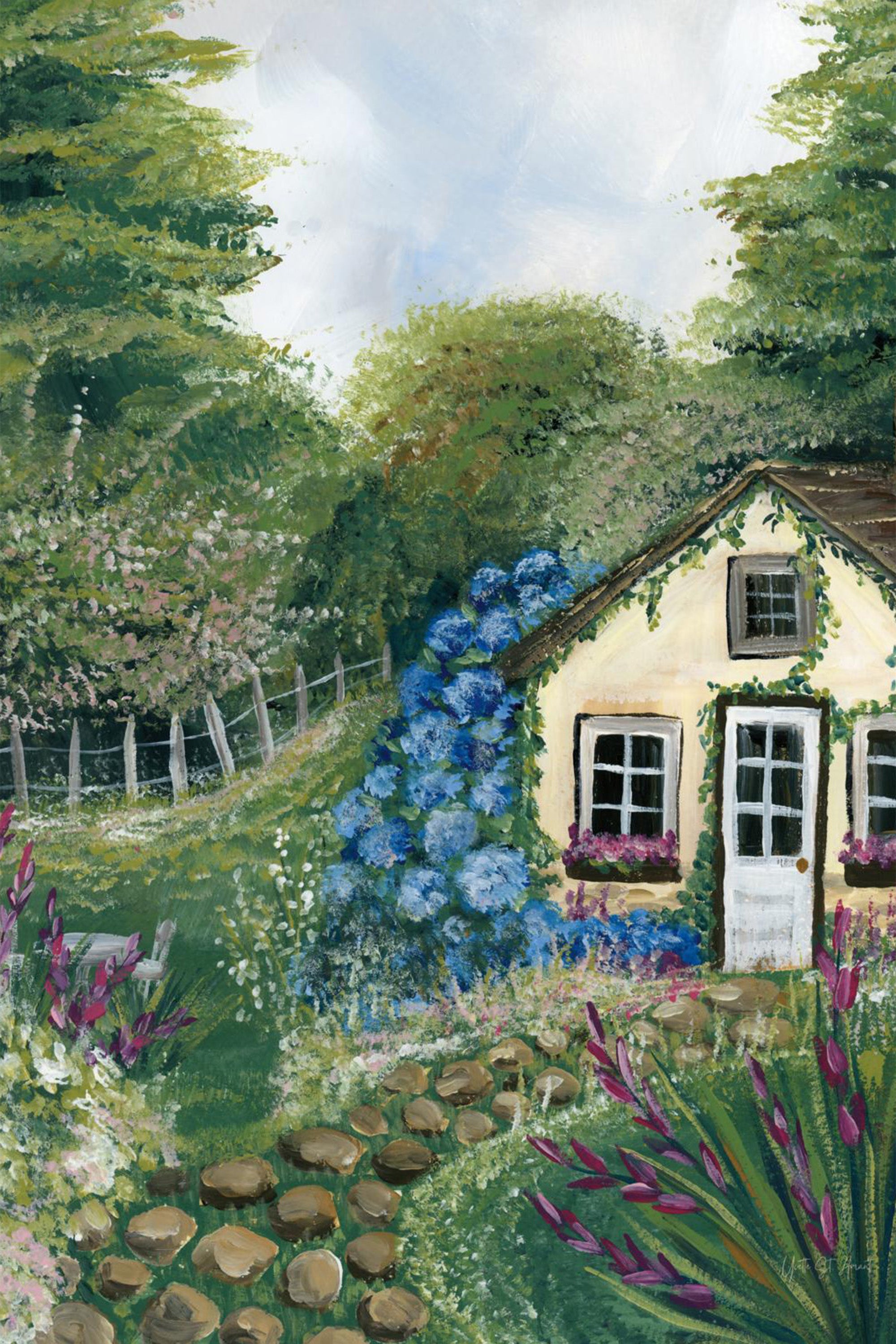 wall-art-print-canvas-poster-framed-Country Cottage, Style D-1