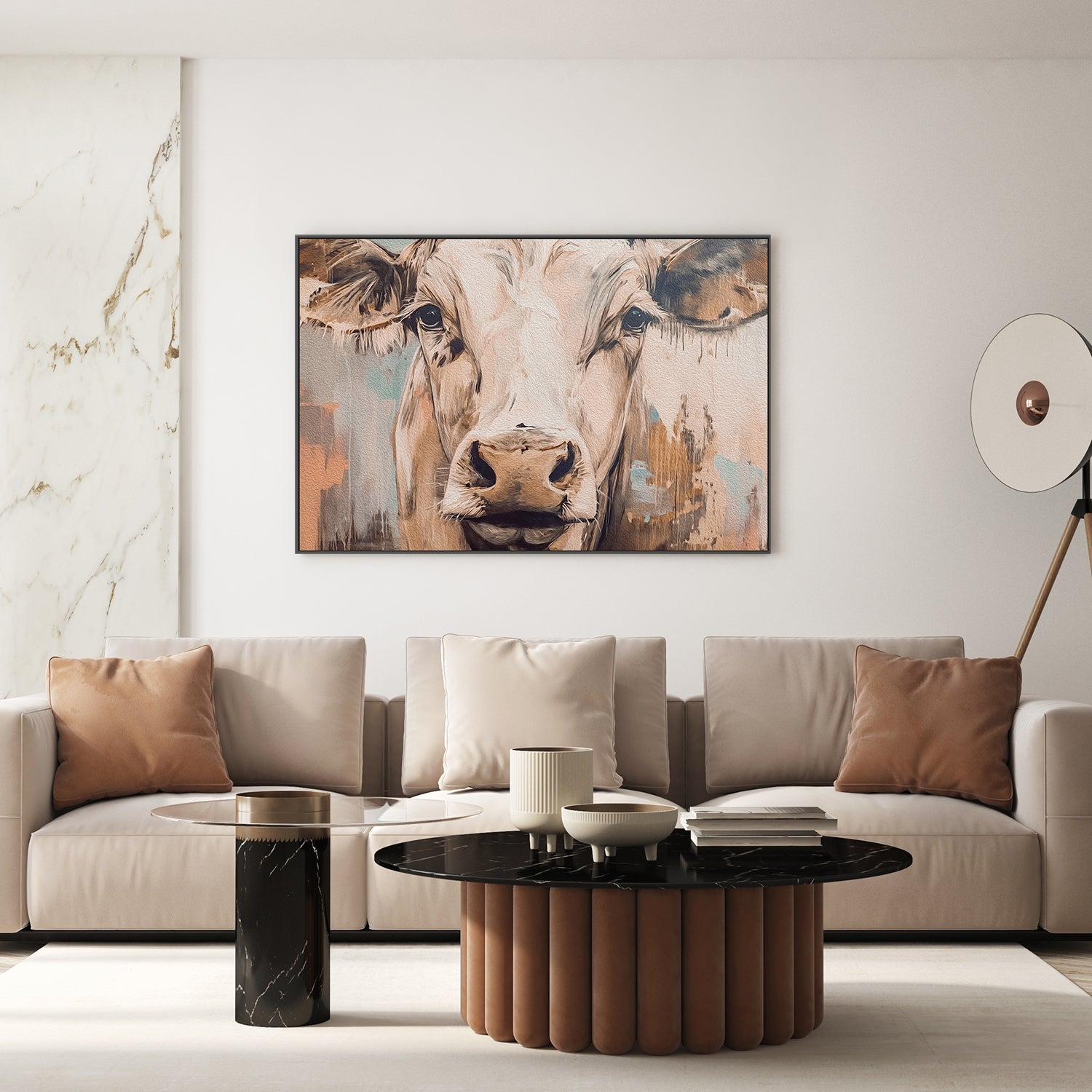 wall-art-print-canvas-poster-framed-Cow Brown Tones-7
