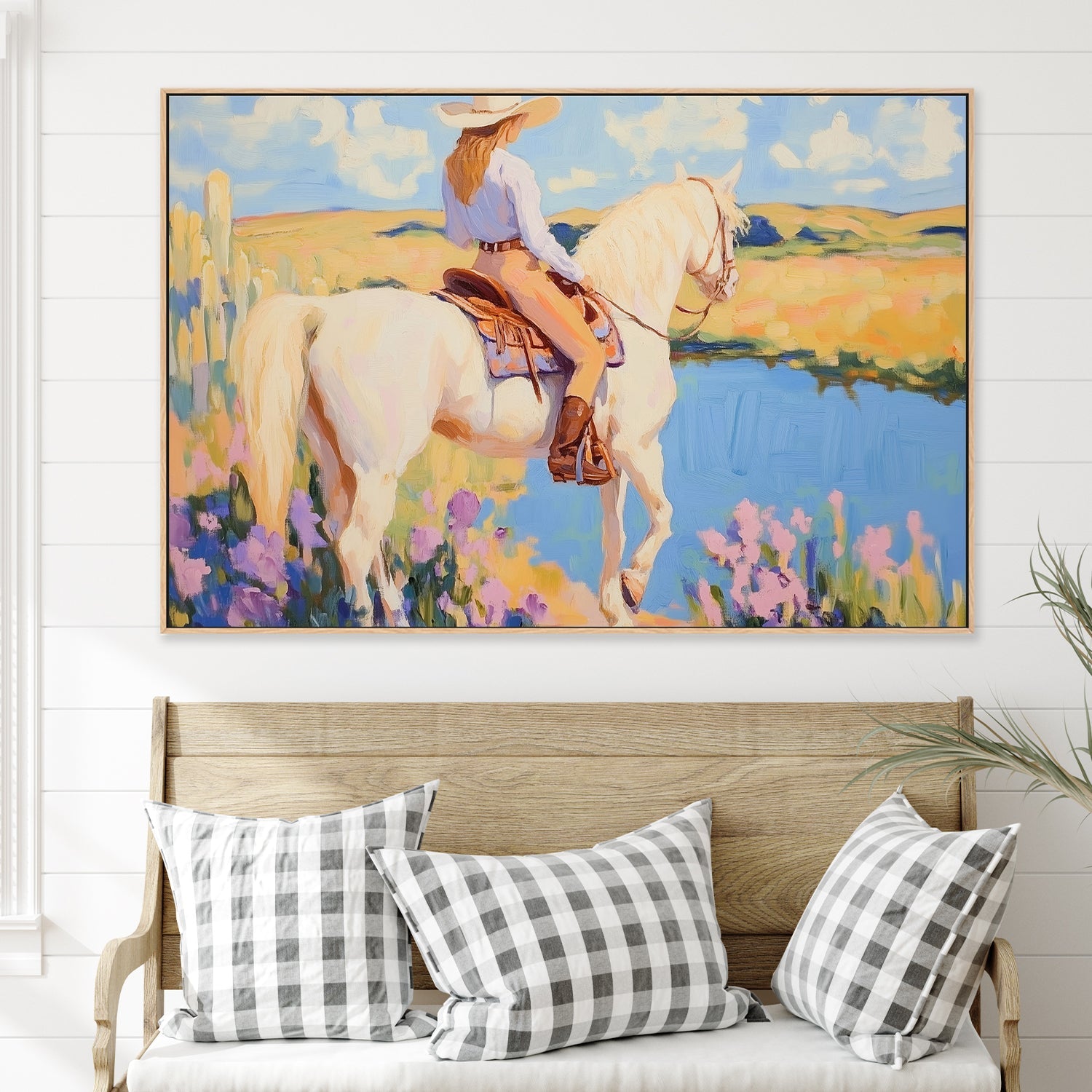 wall-art-print-canvas-poster-framed-Cowgirl with Horse-2