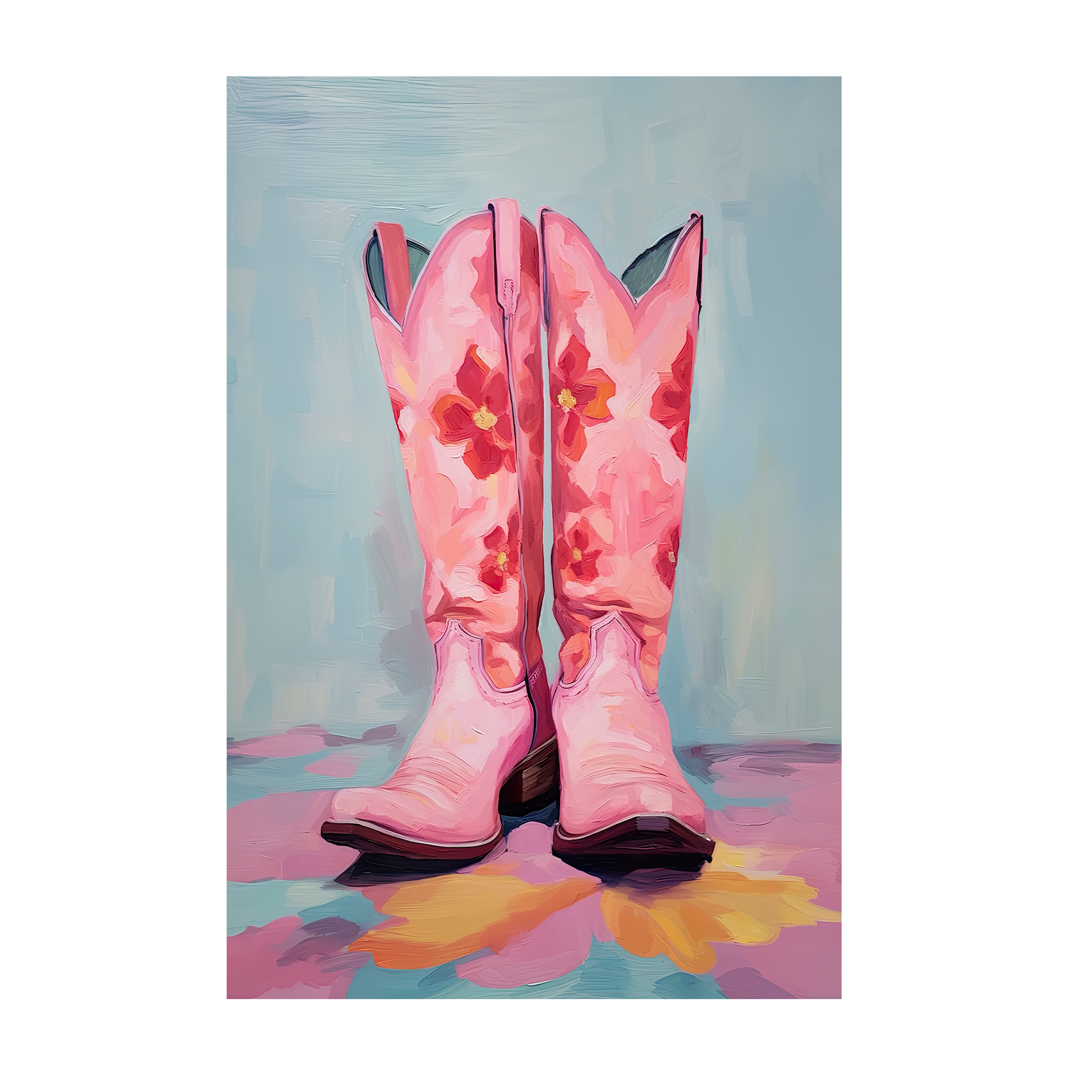 wall-art-print-canvas-poster-framed-Cowgirl's Pink Boots , By Lady Hana-1