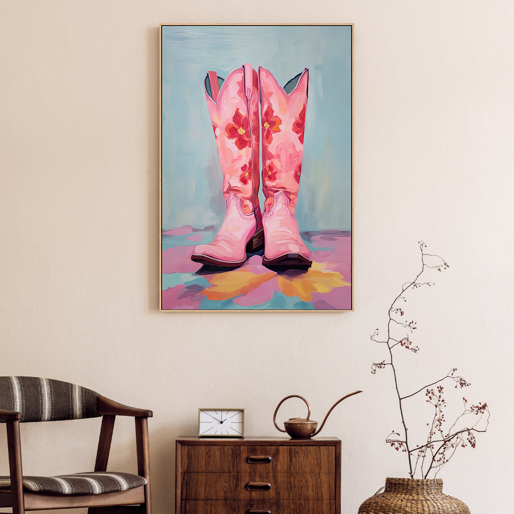 wall-art-print-canvas-poster-framed-Cowgirl's Pink Boots , By Lady Hana-2