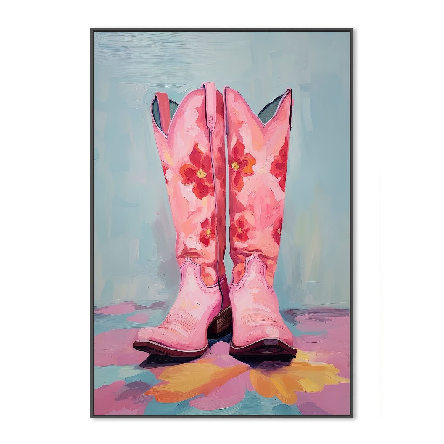 wall-art-print-canvas-poster-framed-Cowgirl's Pink Boots , By Lady Hana-3