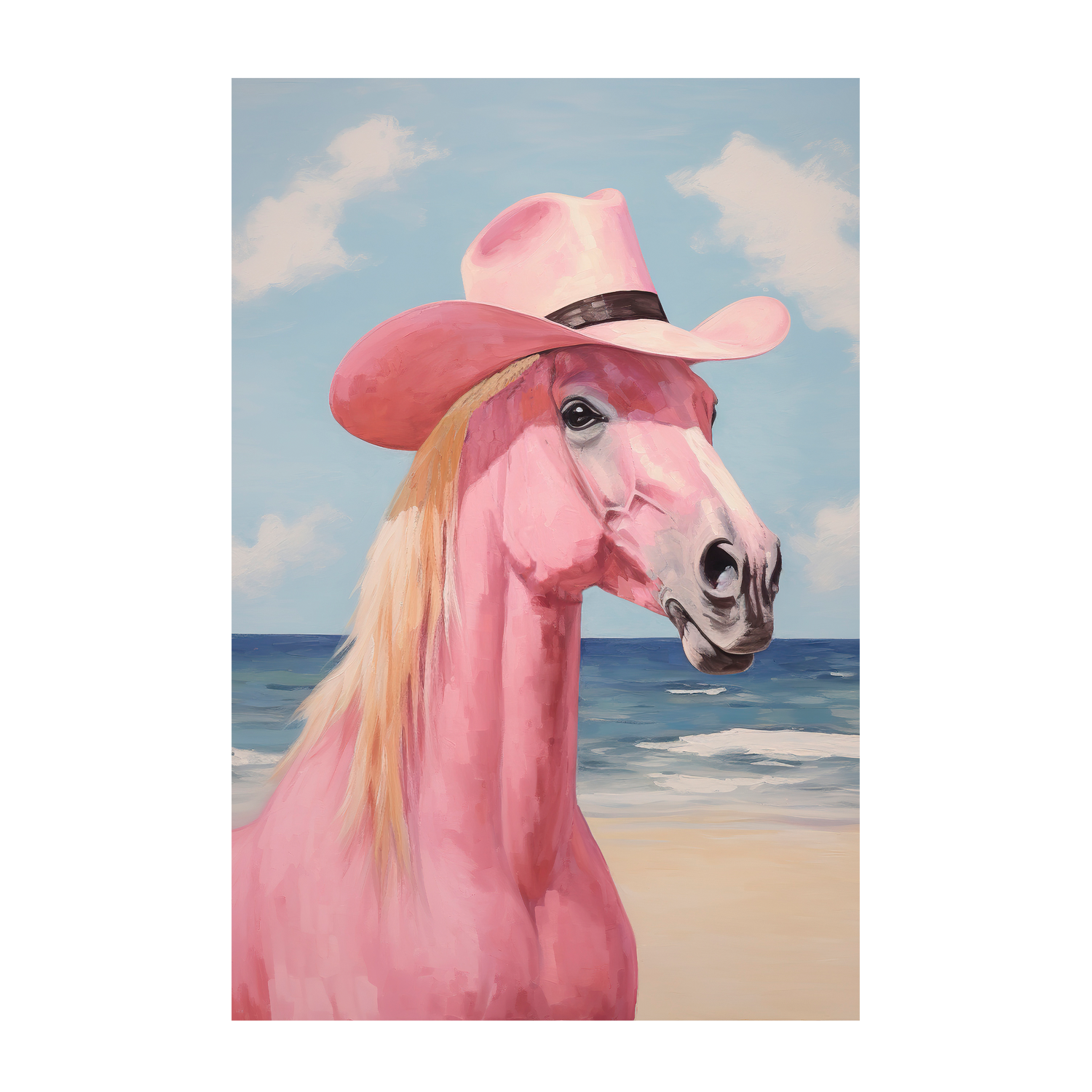 wall-art-print-canvas-poster-framed-Cowgirl's Pink Horse , By Lady Hana-1