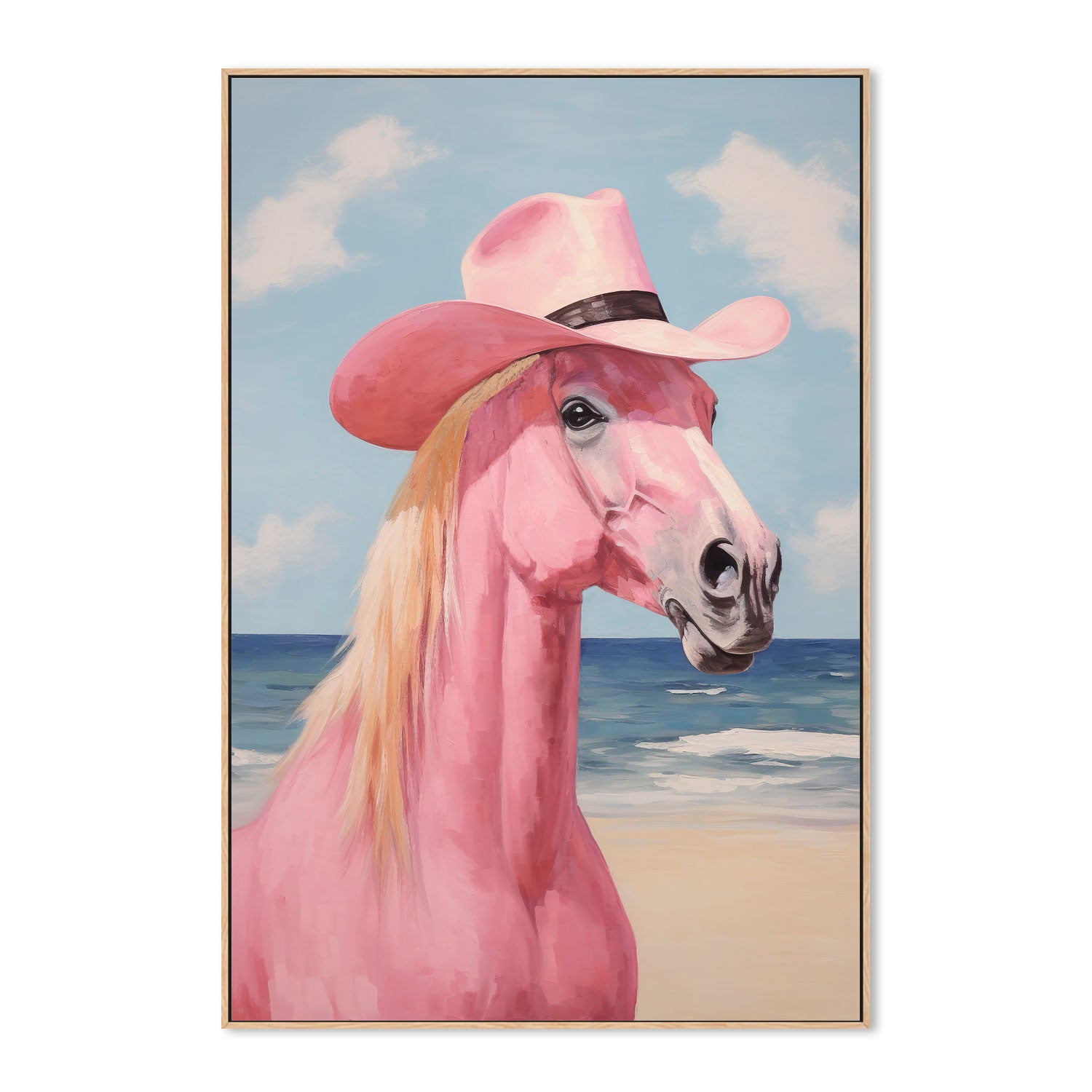 wall-art-print-canvas-poster-framed-Cowgirl's Pink Horse , By Lady Hana-4