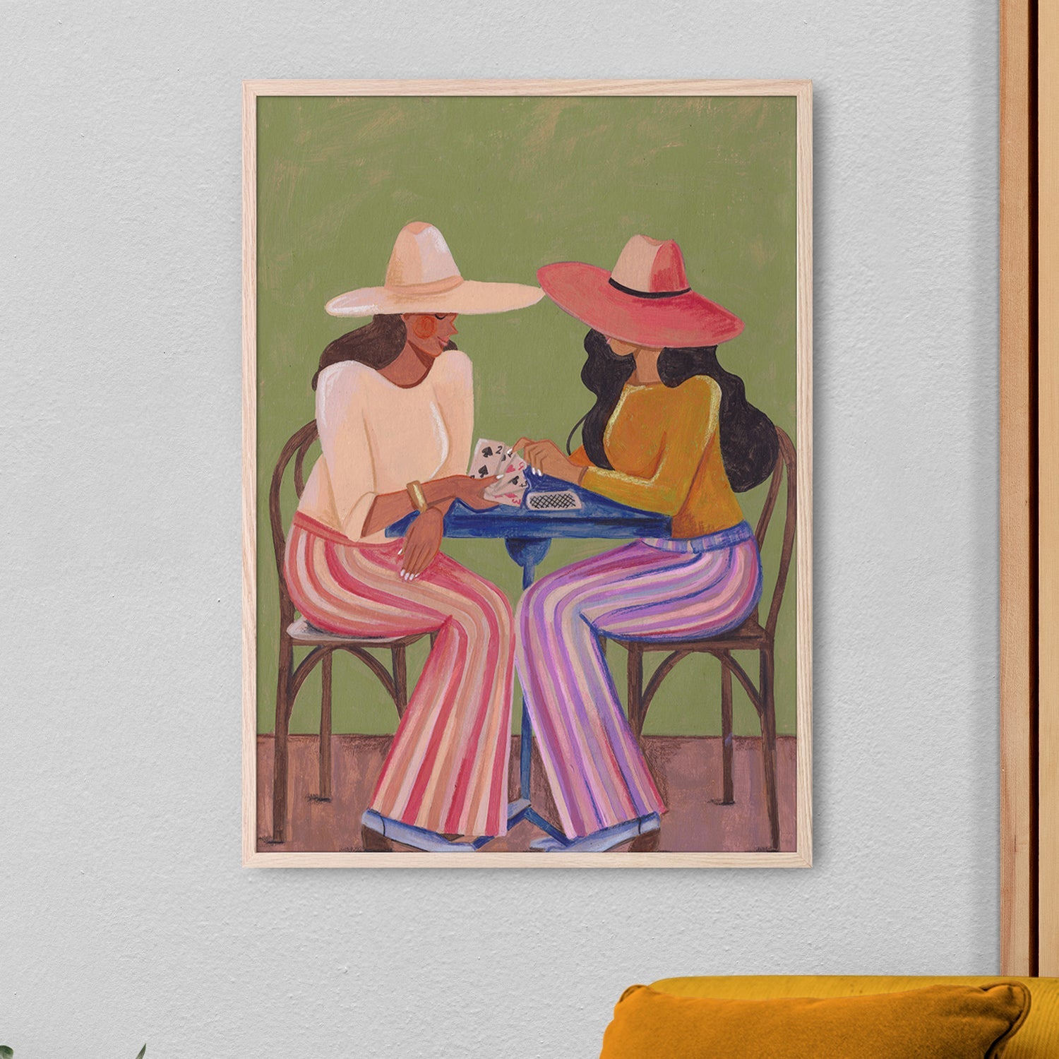 wall-art-print-canvas-poster-framed-Cowgirls playing cards-2