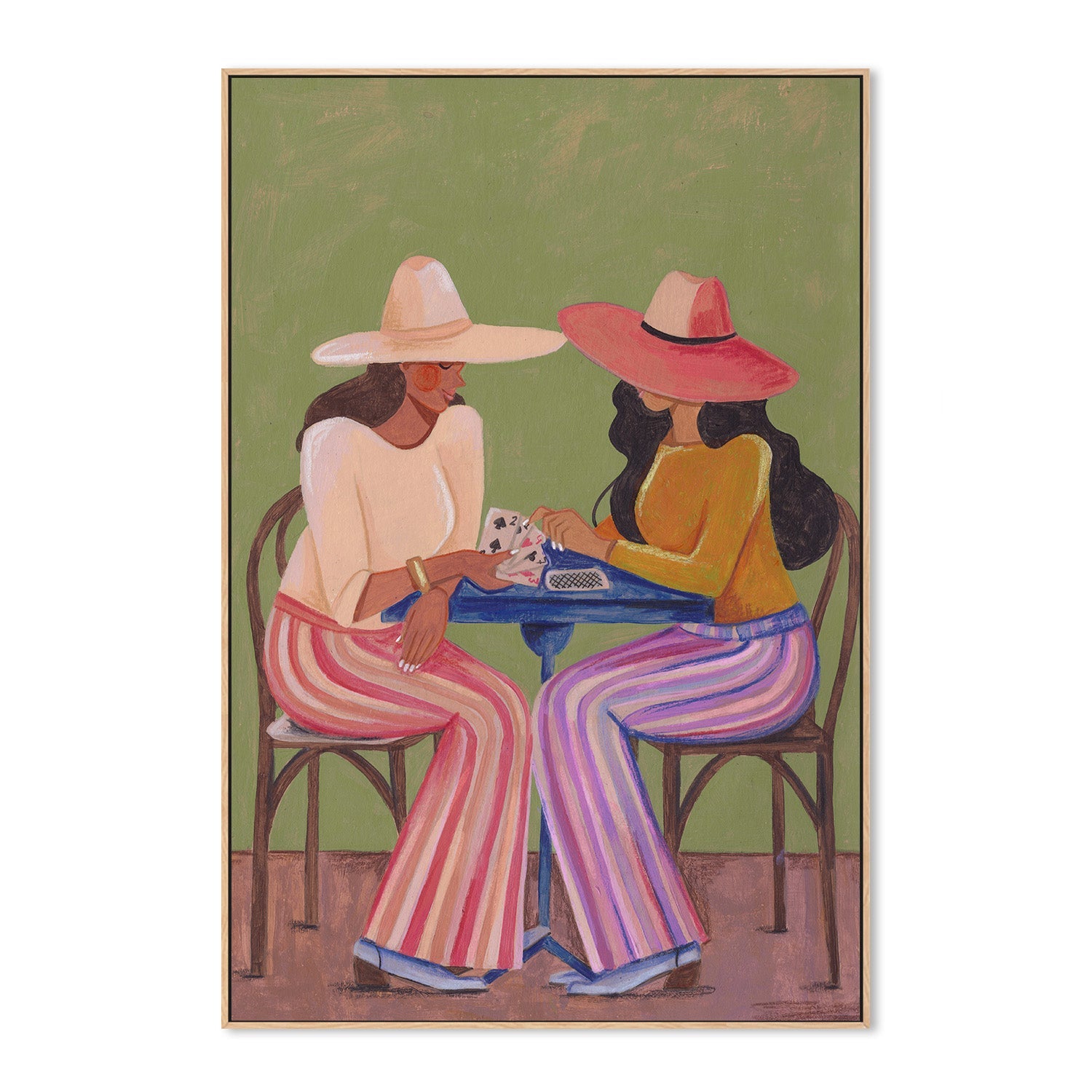 wall-art-print-canvas-poster-framed-Cowgirls playing cards-4