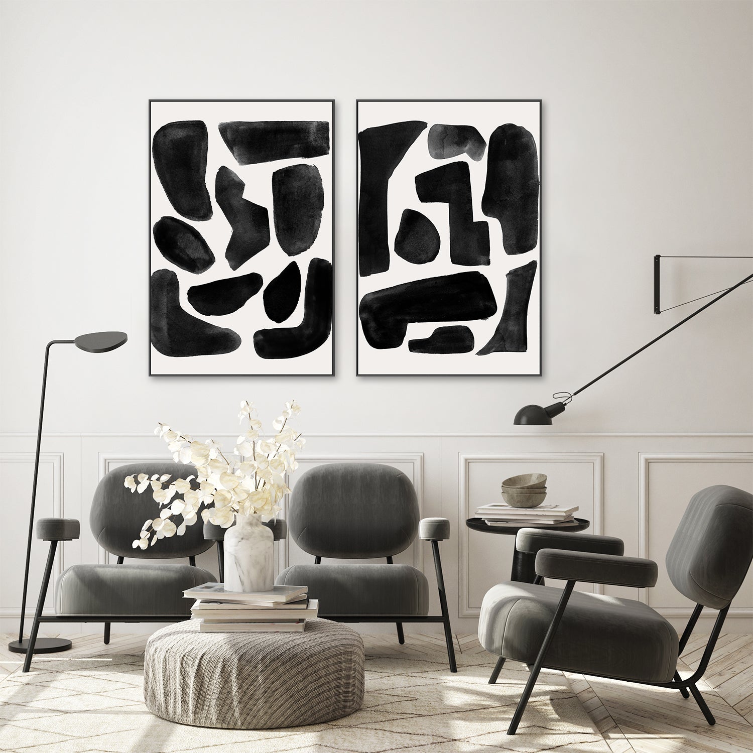 wall-art-print-canvas-poster-framed-Cozy Puzzle Abstract, Style A & B, Set Of 2 , By Aubrey-7