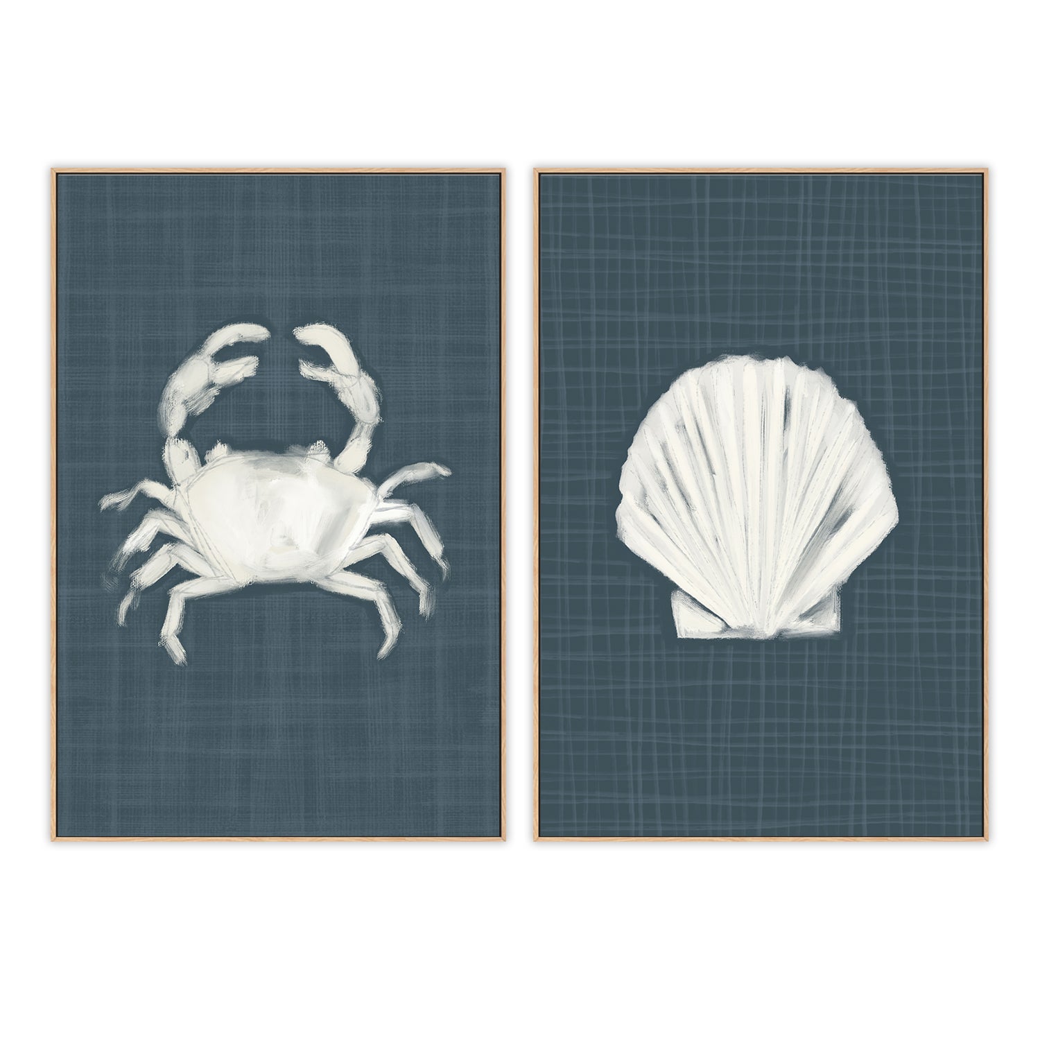 wall-art-print-canvas-poster-framed-Crab-Blue Seashell , Set Of 2, By Jetty Home , By Jetty Home-4