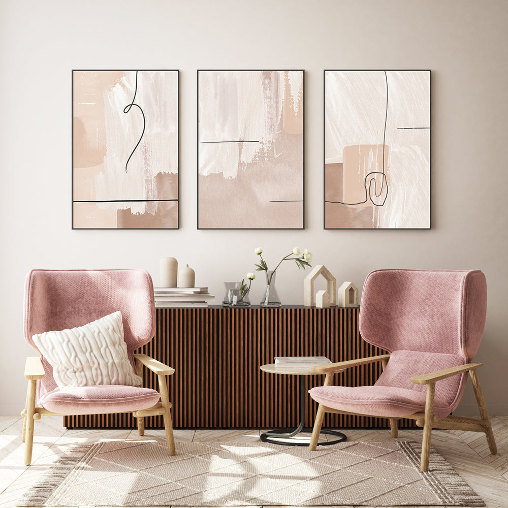 wall-art-print-canvas-poster-framed-Creamy, Style A, B & C, Set Of 3 , By Sally Ann Moss-GIOIA-WALL-ART