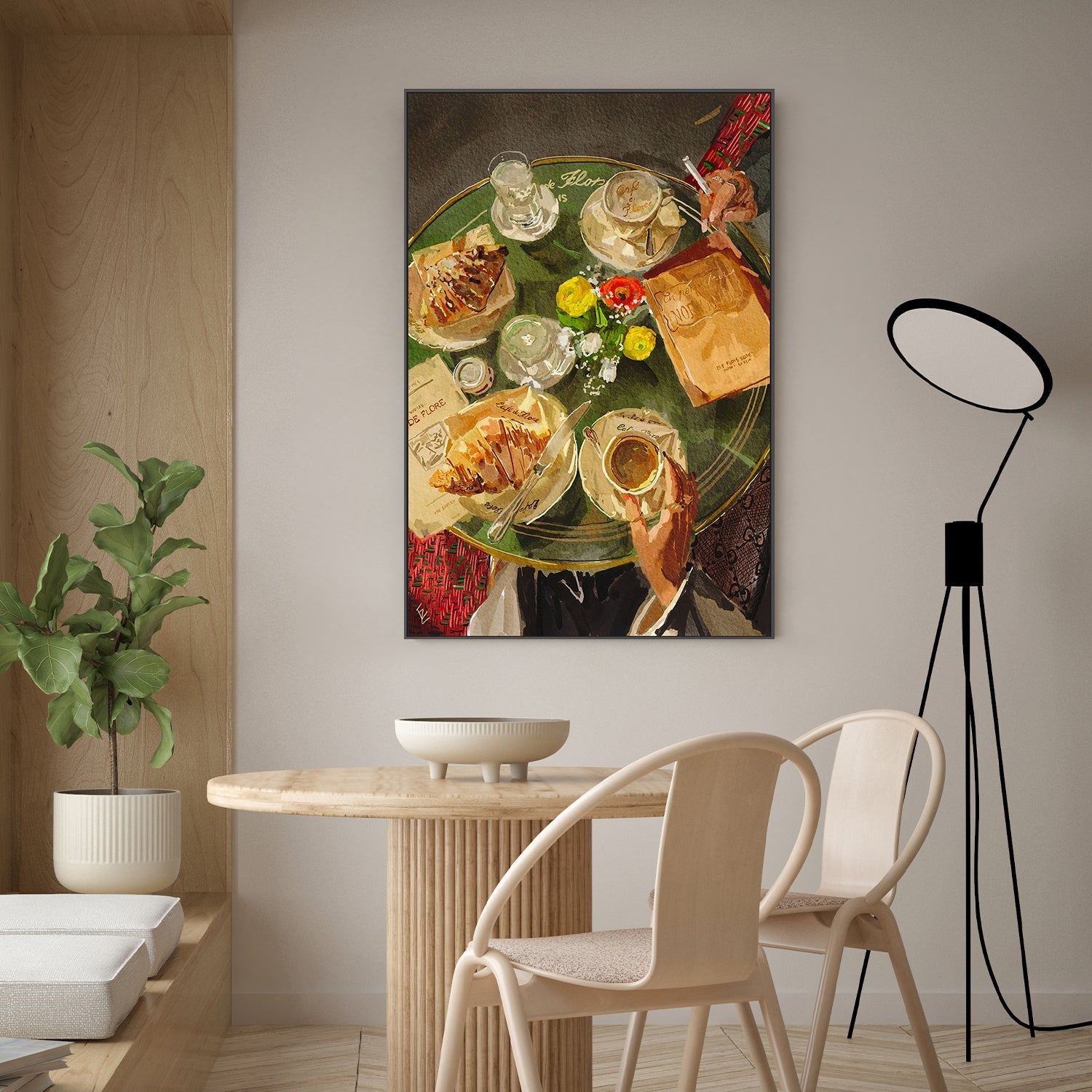 wall-art-print-canvas-poster-framed-Croissant At Caffe de Flore , By Ekaterina Zagorska-2