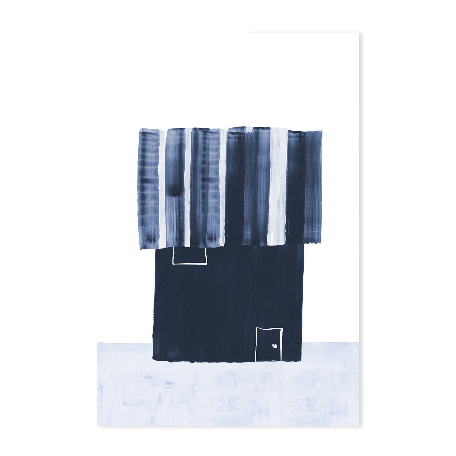 wall-art-print-canvas-poster-framed-Cryptic Blue Strokes, Set Of 3 , By Danushka Abeygoda-GIOIA-WALL-ART