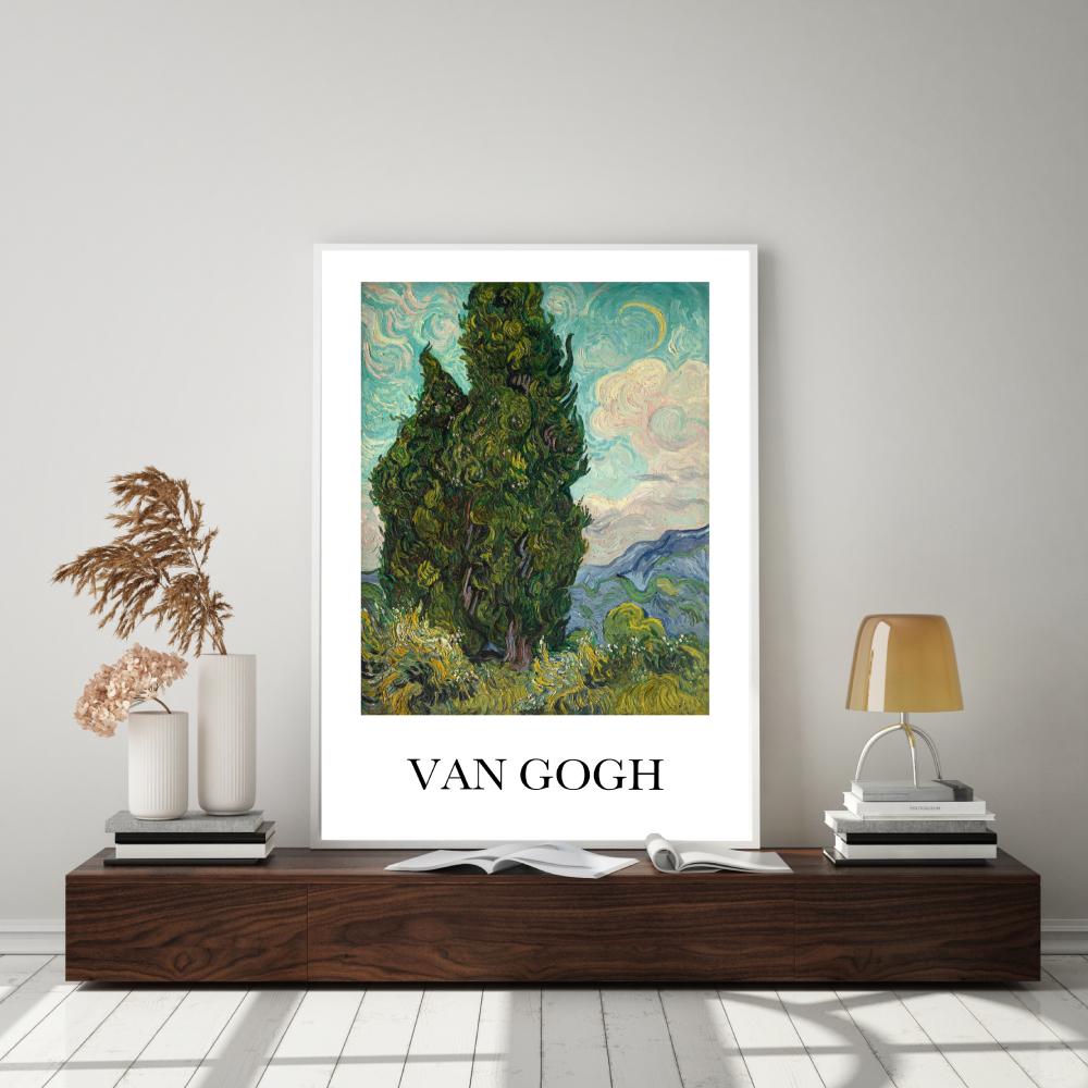 wall-art-print-canvas-poster-framed-Cypresses, 1889, By Van Gogh-by-Gioia Wall Art-Gioia Wall Art