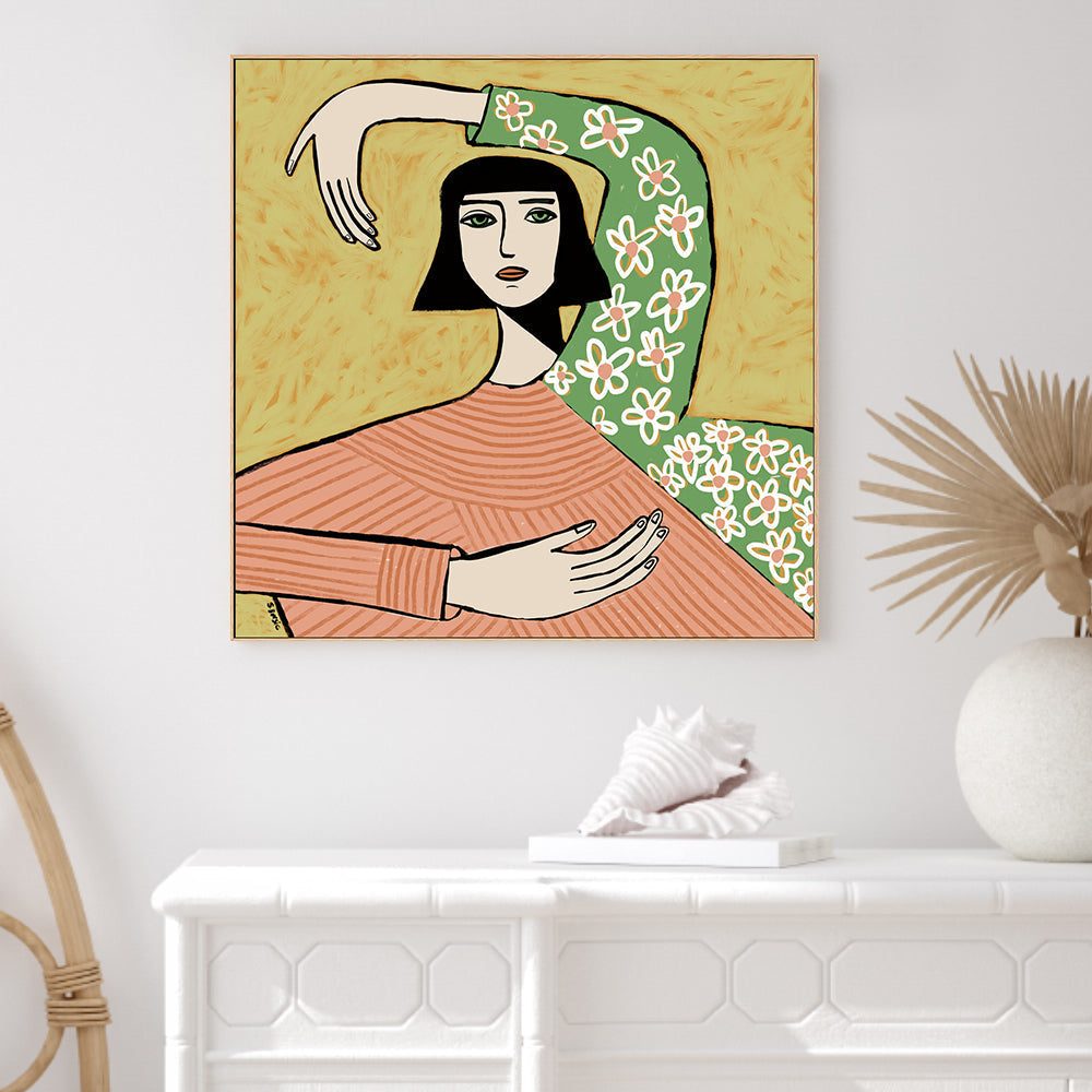 wall-art-print-canvas-poster-framed-Daisies and Stripes , By Sharyn Bursic-2