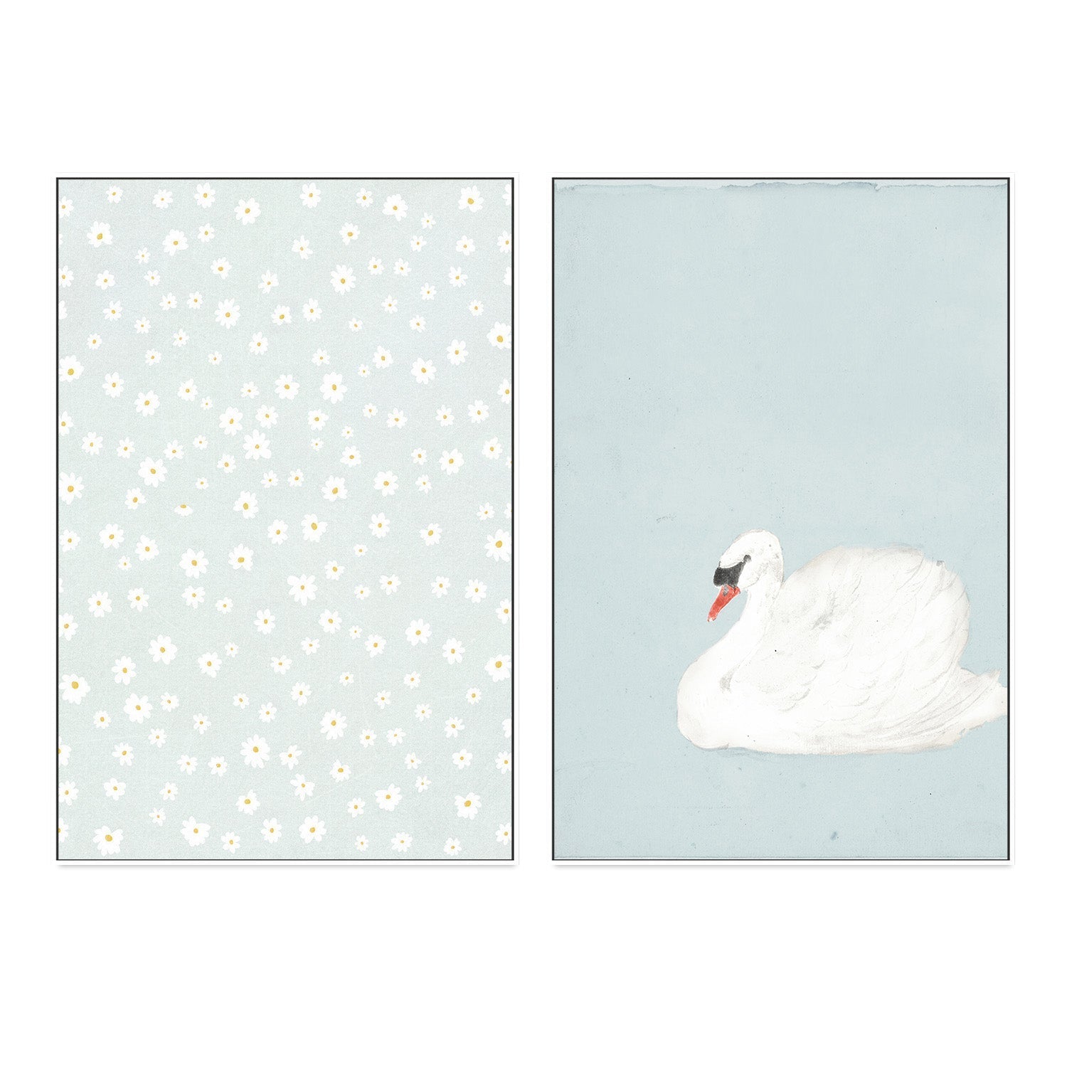 wall-art-print-canvas-poster-framed-Daisies and Swan, Set Of 2 , By Leah Straatsma-5