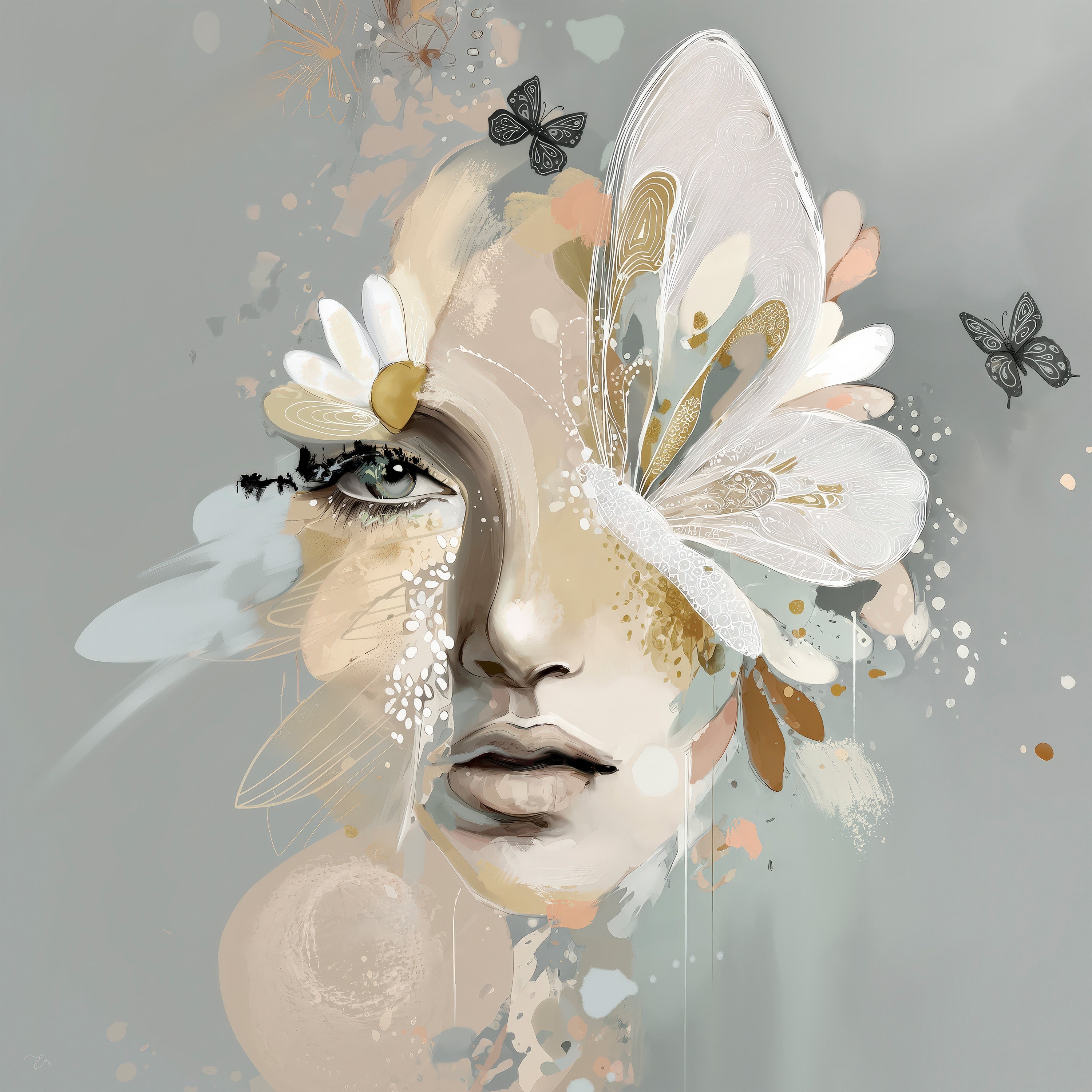 wall-art-print-canvas-poster-framed-Daisy, Style B-1