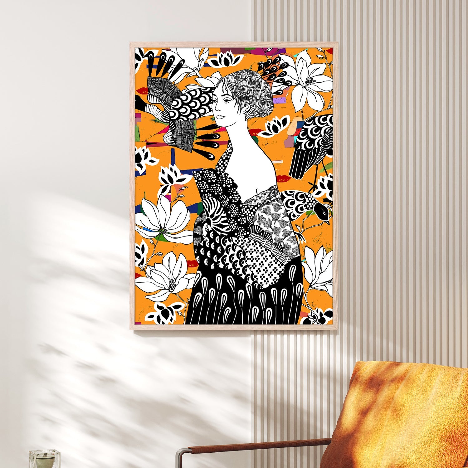 wall-art-print-canvas-poster-framed-Dame Mit FAccher-2