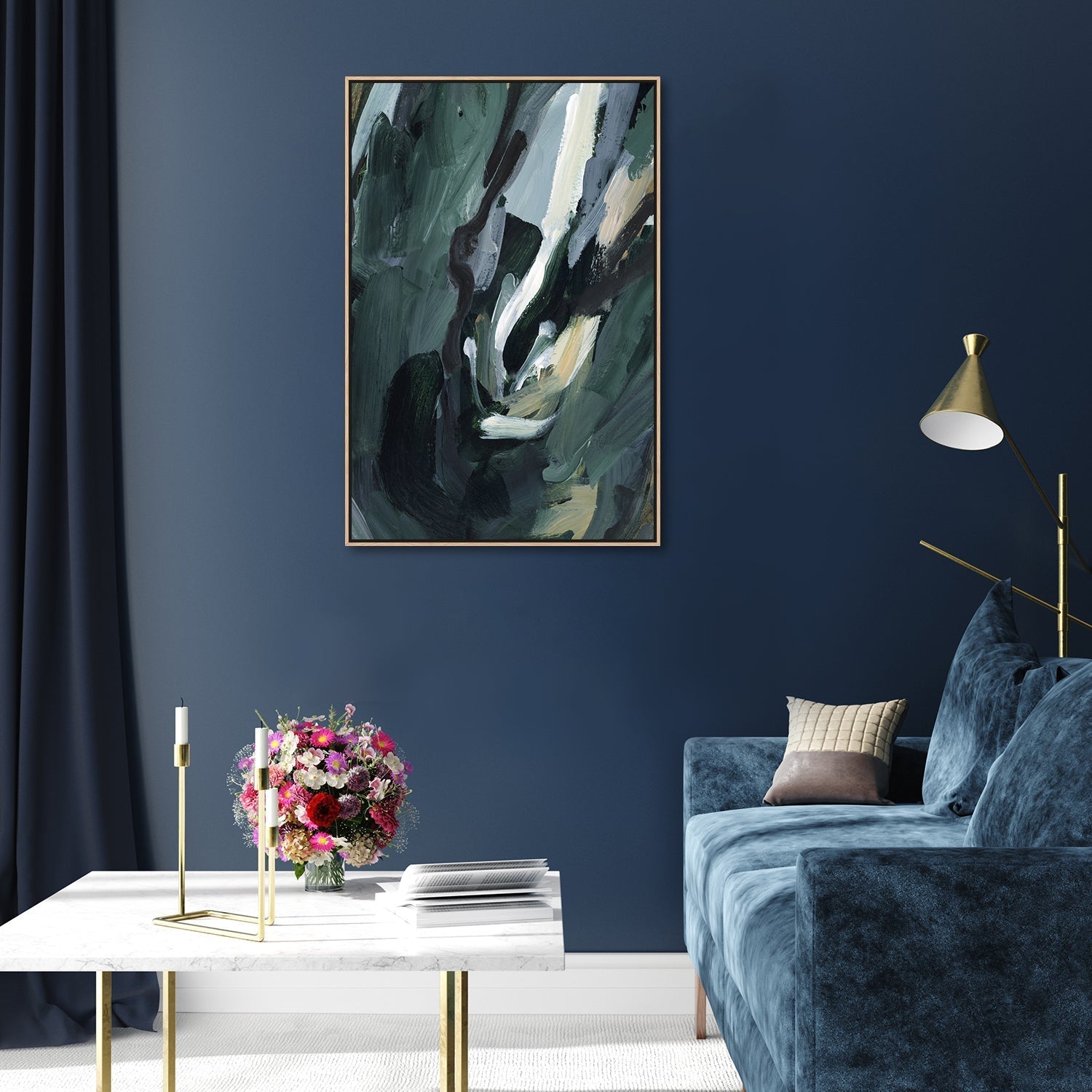 wall-art-print-canvas-poster-framed-Dark Green Abstract, Style A-by-Emily Wood-Gioia Wall Art