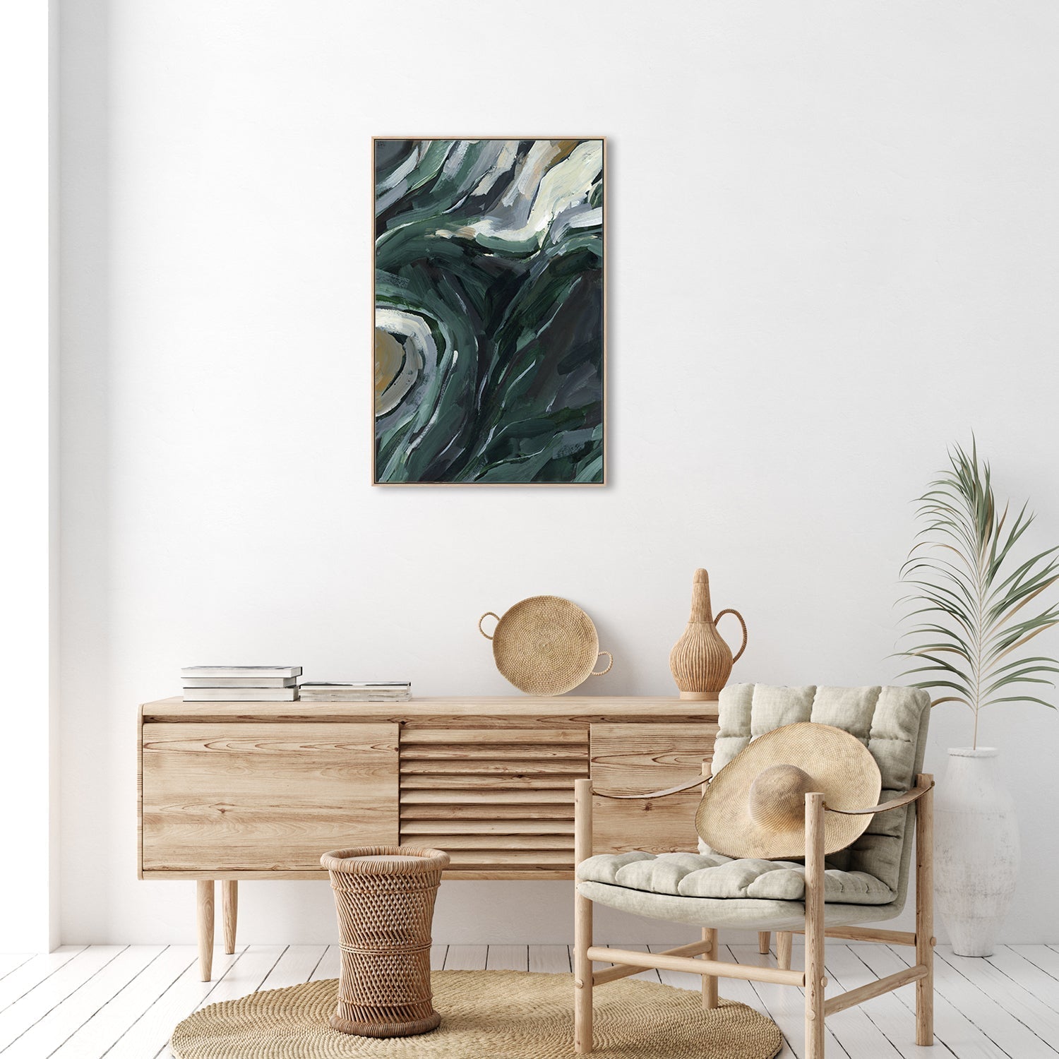 wall-art-print-canvas-poster-framed-Dark Green Abstract, Style D-by-Emily Wood-Gioia Wall Art