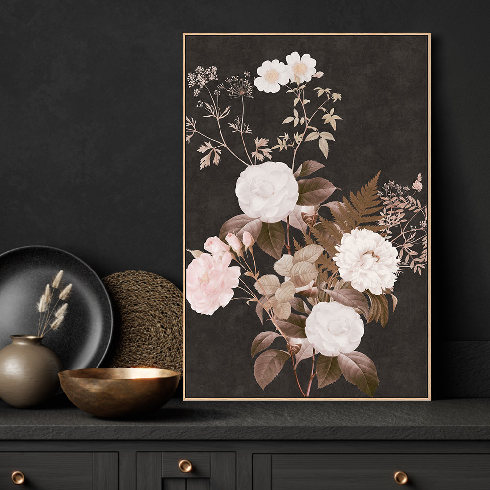 wall-art-print-canvas-poster-framed-Dark Vintage Floral, Style A , By Nina Blue-2