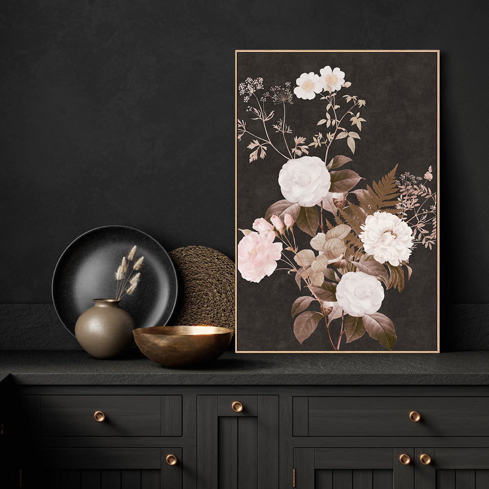 wall-art-print-canvas-poster-framed-Dark Vintage Floral, Style A , By Nina Blue-7